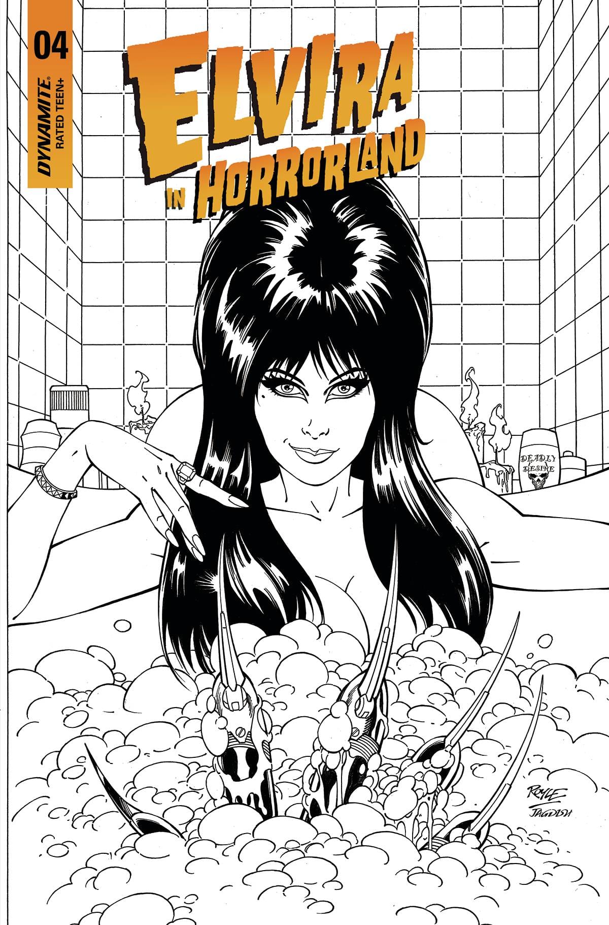 Dynamite Comic Books ELVIRA IN HORRORLAND #4 CVR F 15 COPY INCV ROYLE B&W 72513031949404061 JUN220793