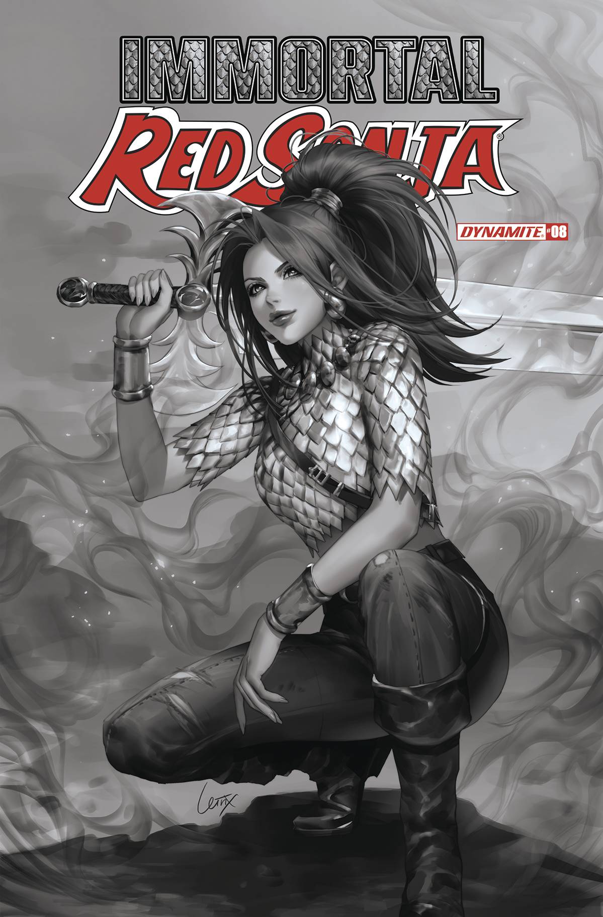 Dynamite Comic Books > Incentives IMMORTAL RED SONJA #8 CVR F 1:10  INCV LEIRIX B&W 72513031884808061 SEP220787