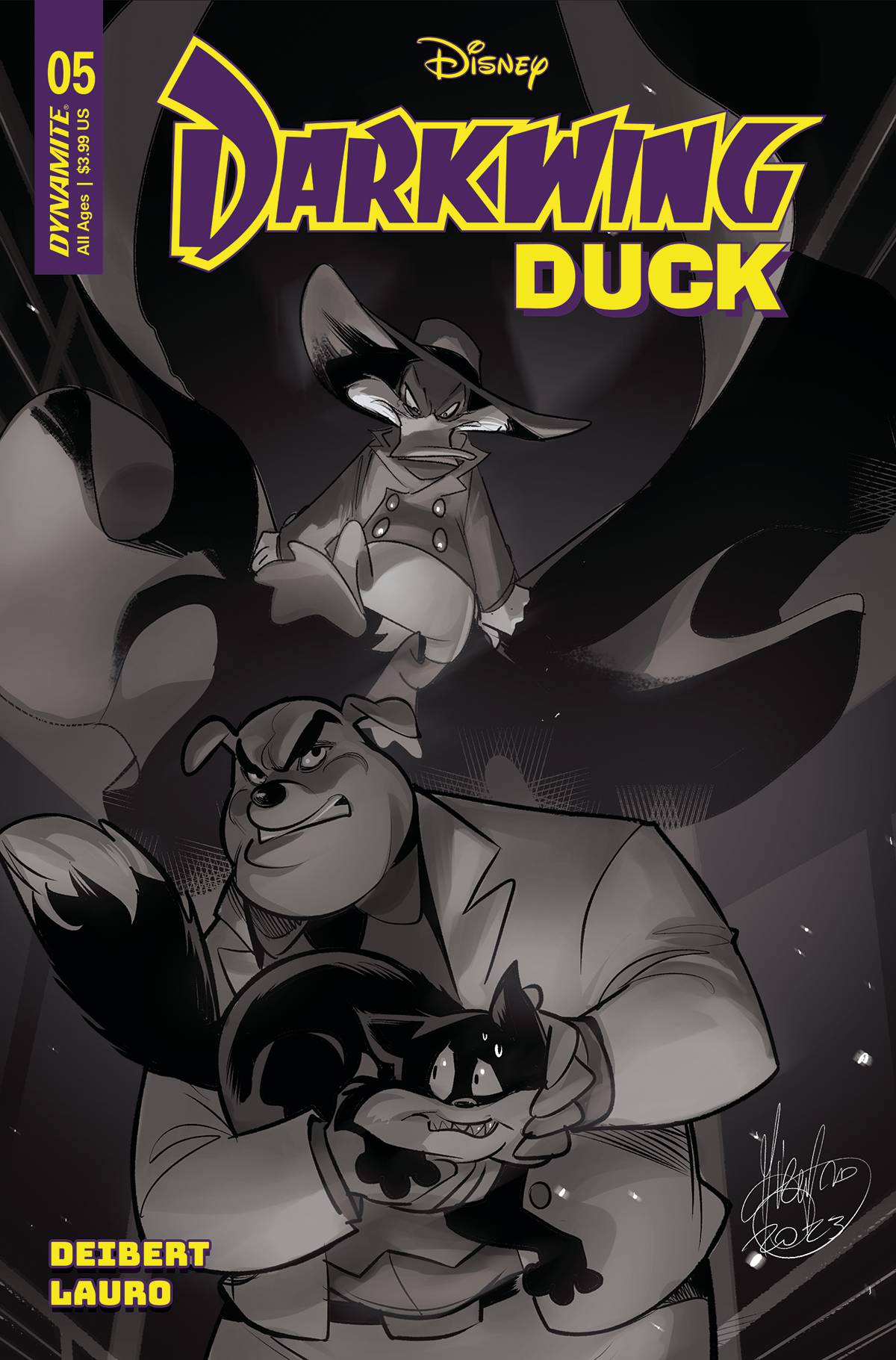 Dynamite Comic Books > Incentives DARKWING DUCK #5 CVR H 1:15 INCV ANDOLFO B&W 72513032463405081 MAR230517