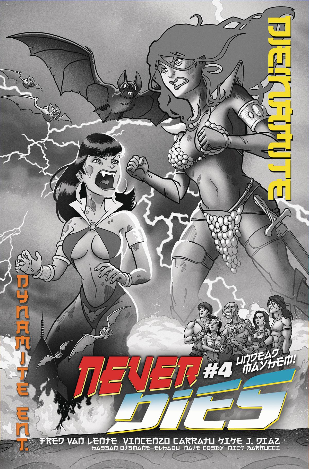 DIE!NAMITE NEVER DIES #4 CVR Q 1:11 FOC INCV FLEECS B&W