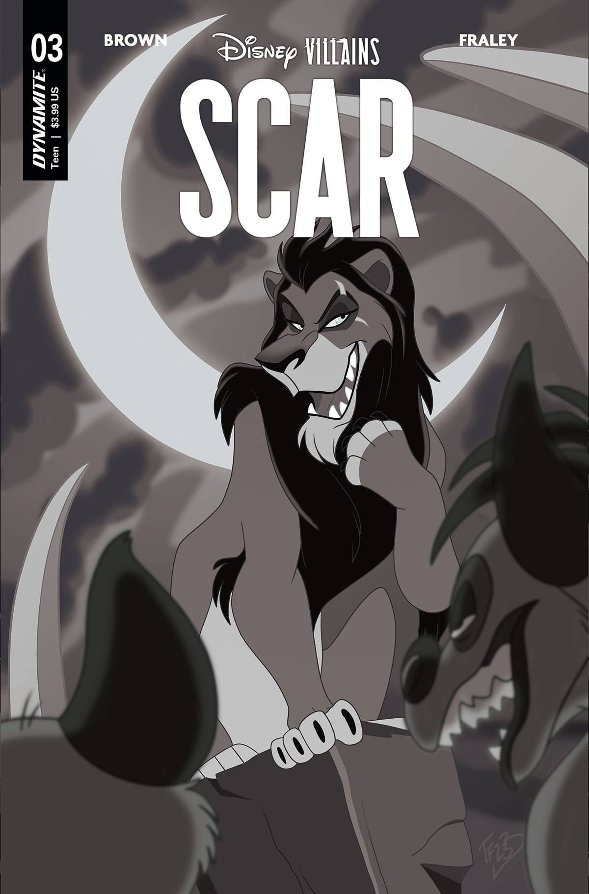 Dynamite Comic Books > Incentives DISNEY VILLAINS SCAR #3 CVR G 1:10 INCV VAR FORSTNER B&W 72513032952303071 APR230487