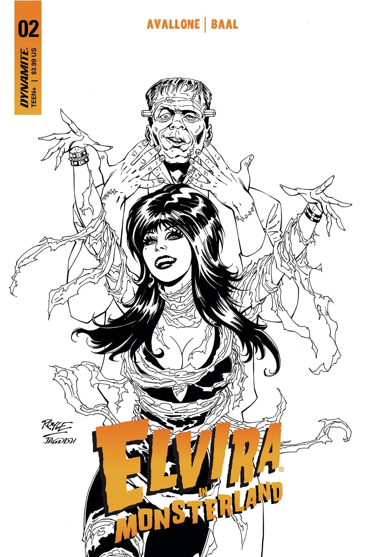 Dynamite Comic Books > Incentives ELVIRA IN MONSTERLAND #2 CVR F 1:10 INCV VAR ROYLE B&W 72513033023902061 APR230518