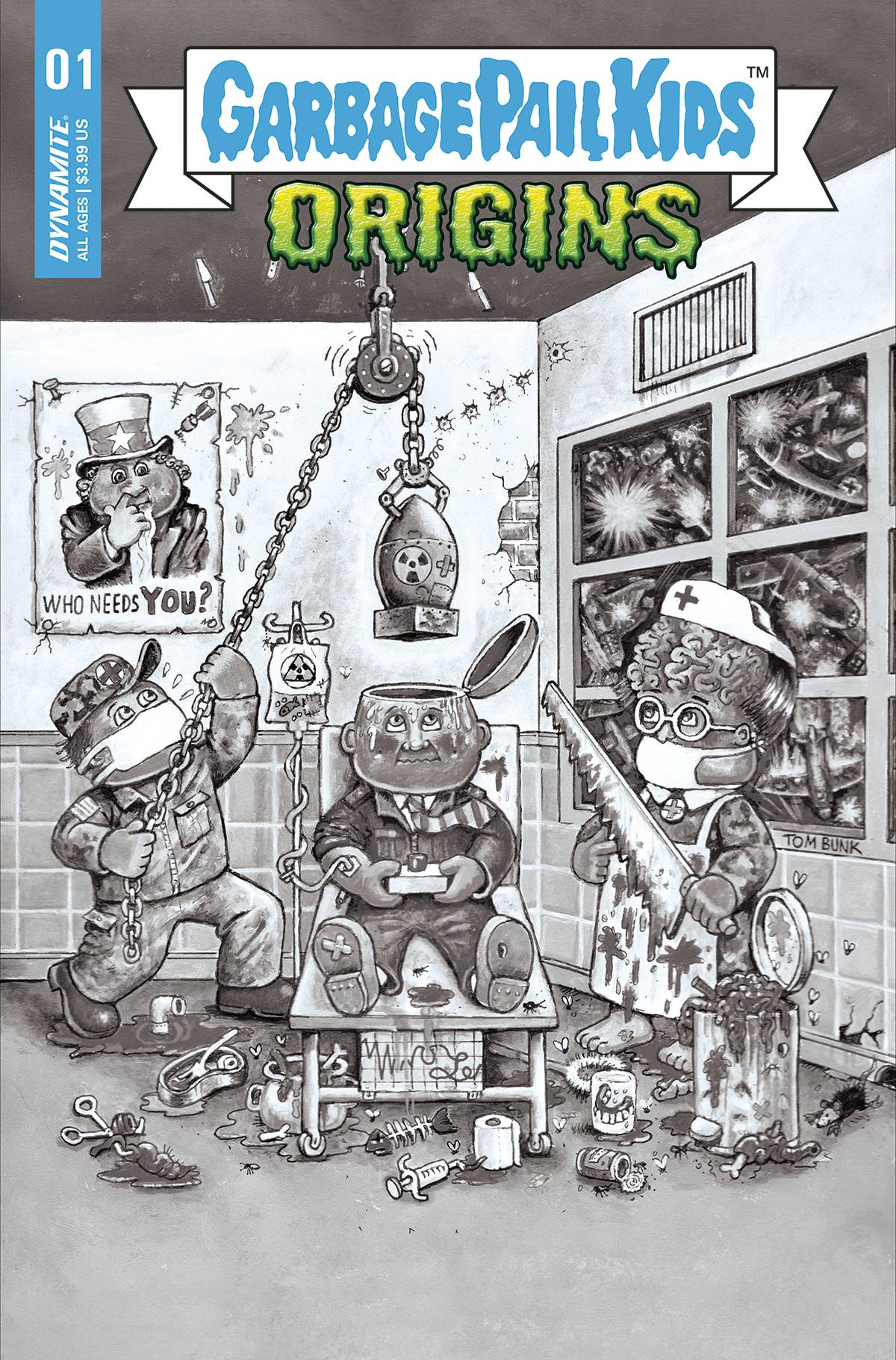 Dynamite Comic Books > Incentives GARBAGE PAIL KIDS ORIGINS #1 CVR F 1:10 INCV BUNK B&W 72513032315601061 AUG220568