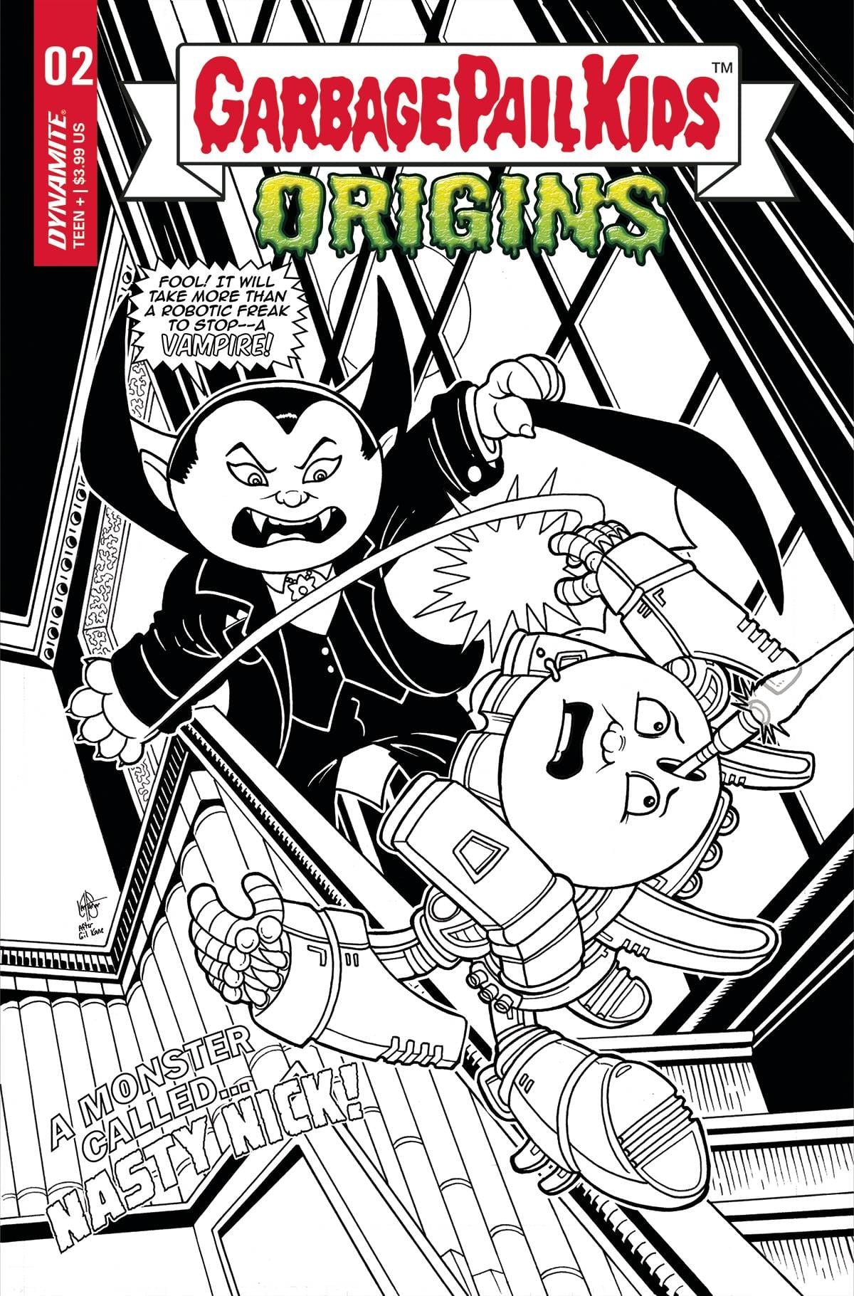 Dynamite Comic Books > Incentives GARBAGE PAIL KIDS ORIGINS #2 CVR K 7 COPY FOC HAESER B&W INC 72513032315602111 AUG228486