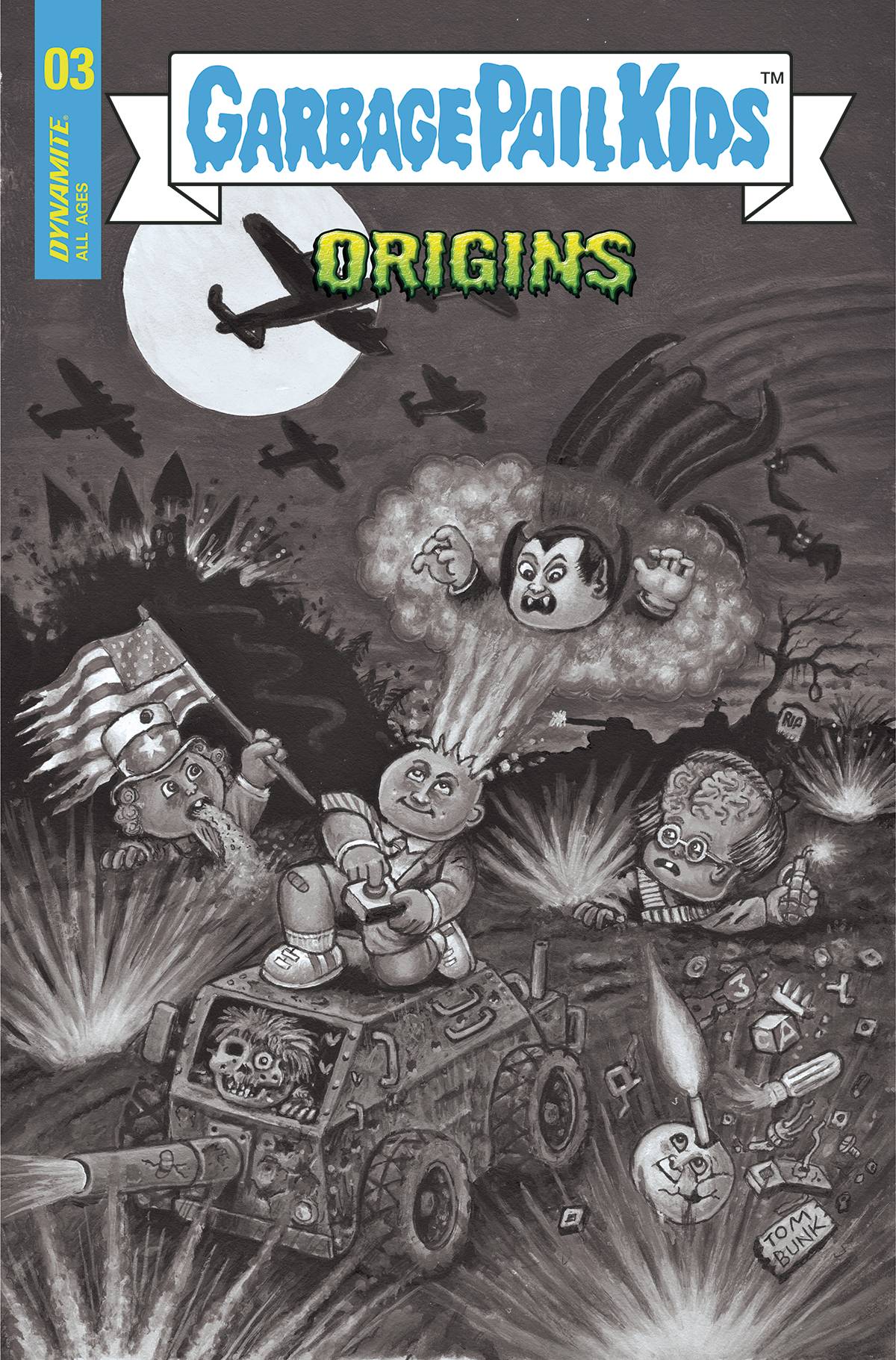 GARBAGE PAIL KIDS ORIGINS #3 CVR G 1:20 INCV BUNK B&W