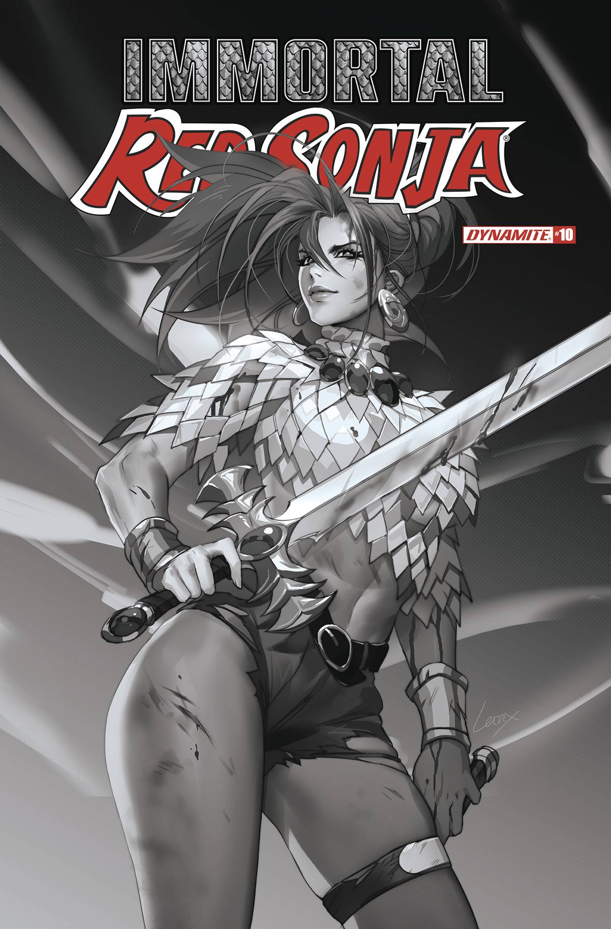 IMMORTAL RED SONJA #10 CVR F 1:10 INCV LEIRIX B&W