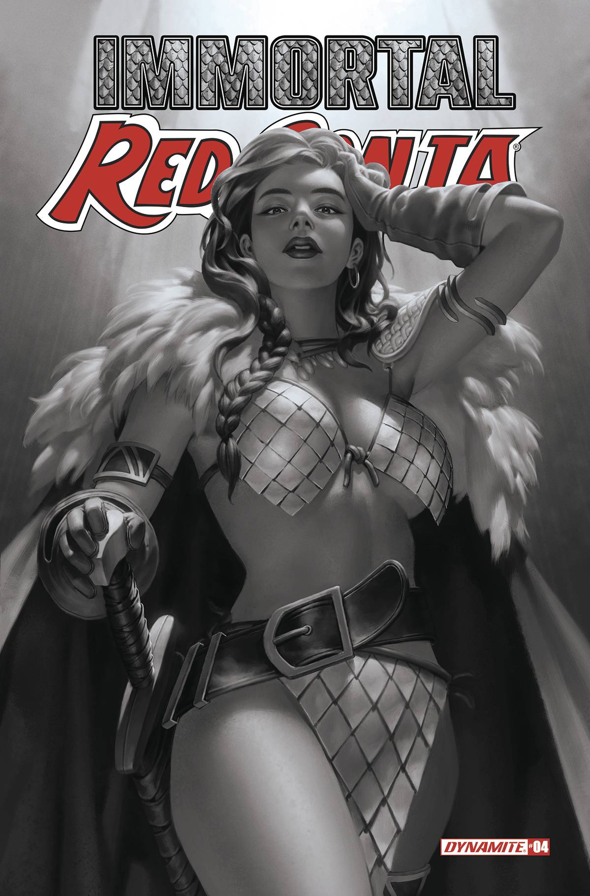 IMMORTAL RED SONJA #4 CVR O 1:7 FOC INCV YOON B&W