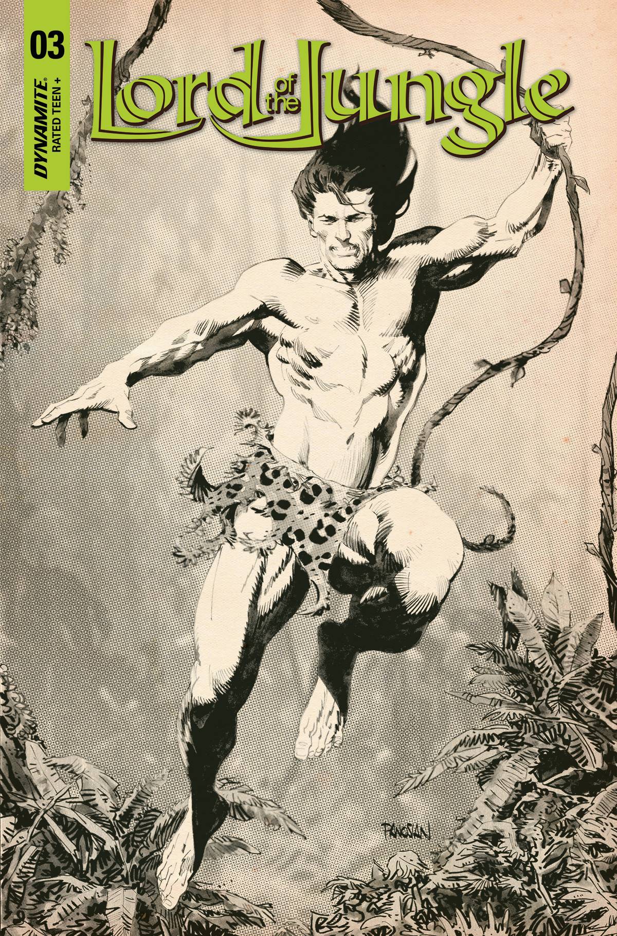 Dynamite Comic Books > Incentives LORD OF THE JUNGLE #3 CVR F 1:10 INCV PANOSIAN B&W 72513032442903061 NOV220693