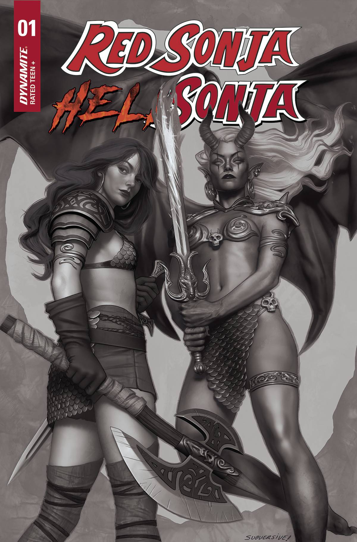 Dynamite Comic Books > Incentives RED SONJA HELL SONJA #1 CVR H 1:15 INCV PUEBLA B&W 72513032548801081 OCT220575