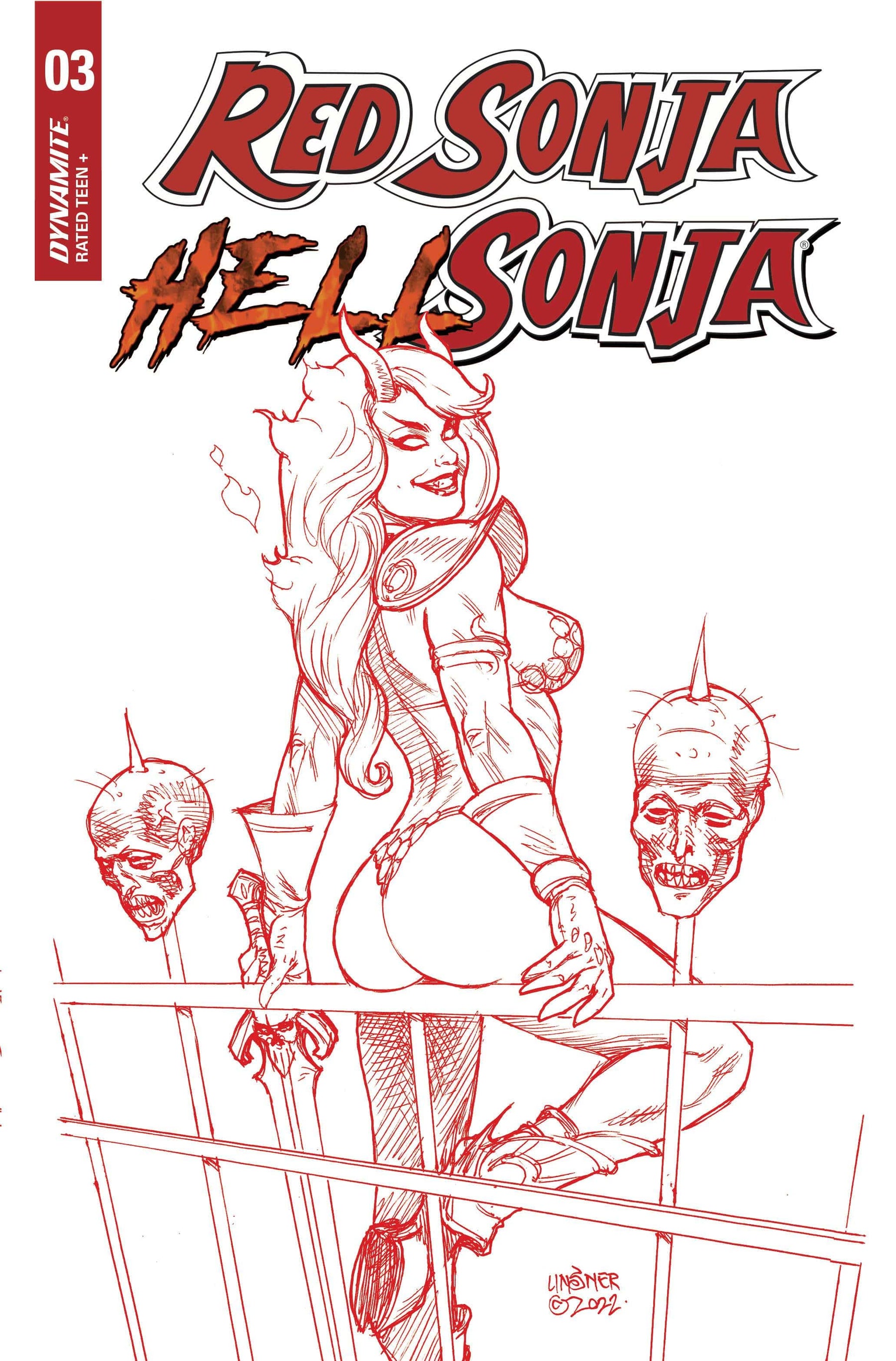 RED SONJA HELL SONJA #3 CVR O 1:10 FOC INCV LINSNER FIERY