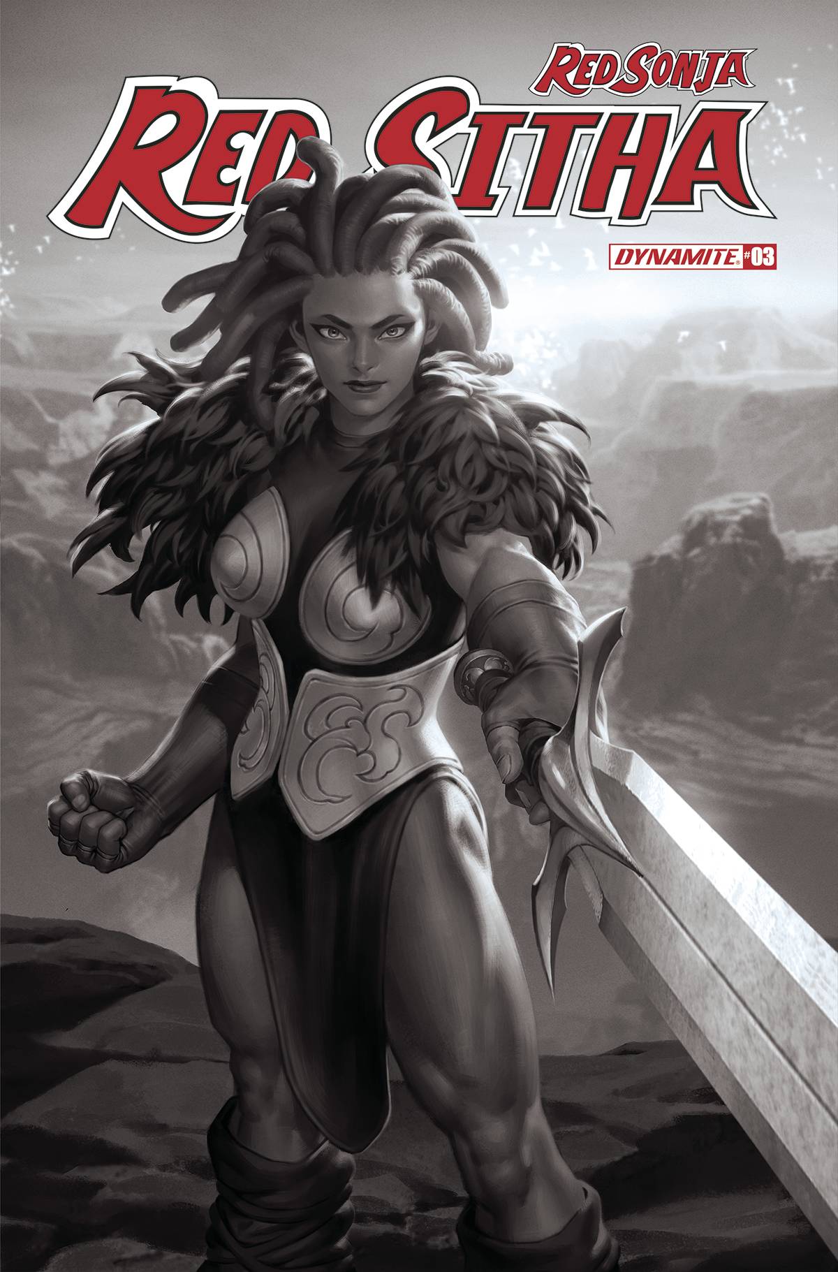 Dynamite Comic Books > Incentives RED SONJA RED SITHA #3 CVR O 1:10 FOC INCV YOON B&W 72513031948703151 APR228612