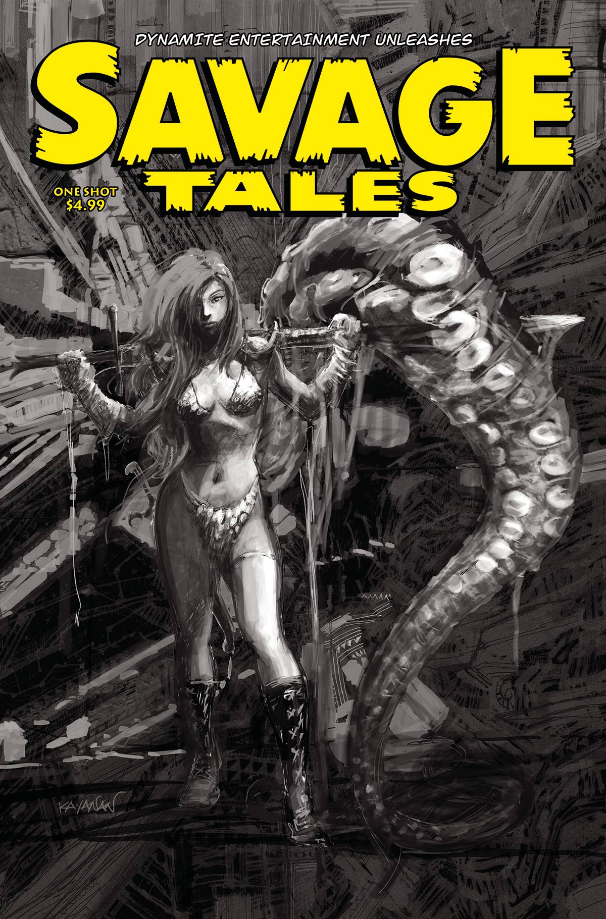 Dynamite Comic Books > Incentives SAVAGE TALES ONE SHOT CVR I 1:7 FOC INCV KAYANAN B&W 72513032115201091 APR228606