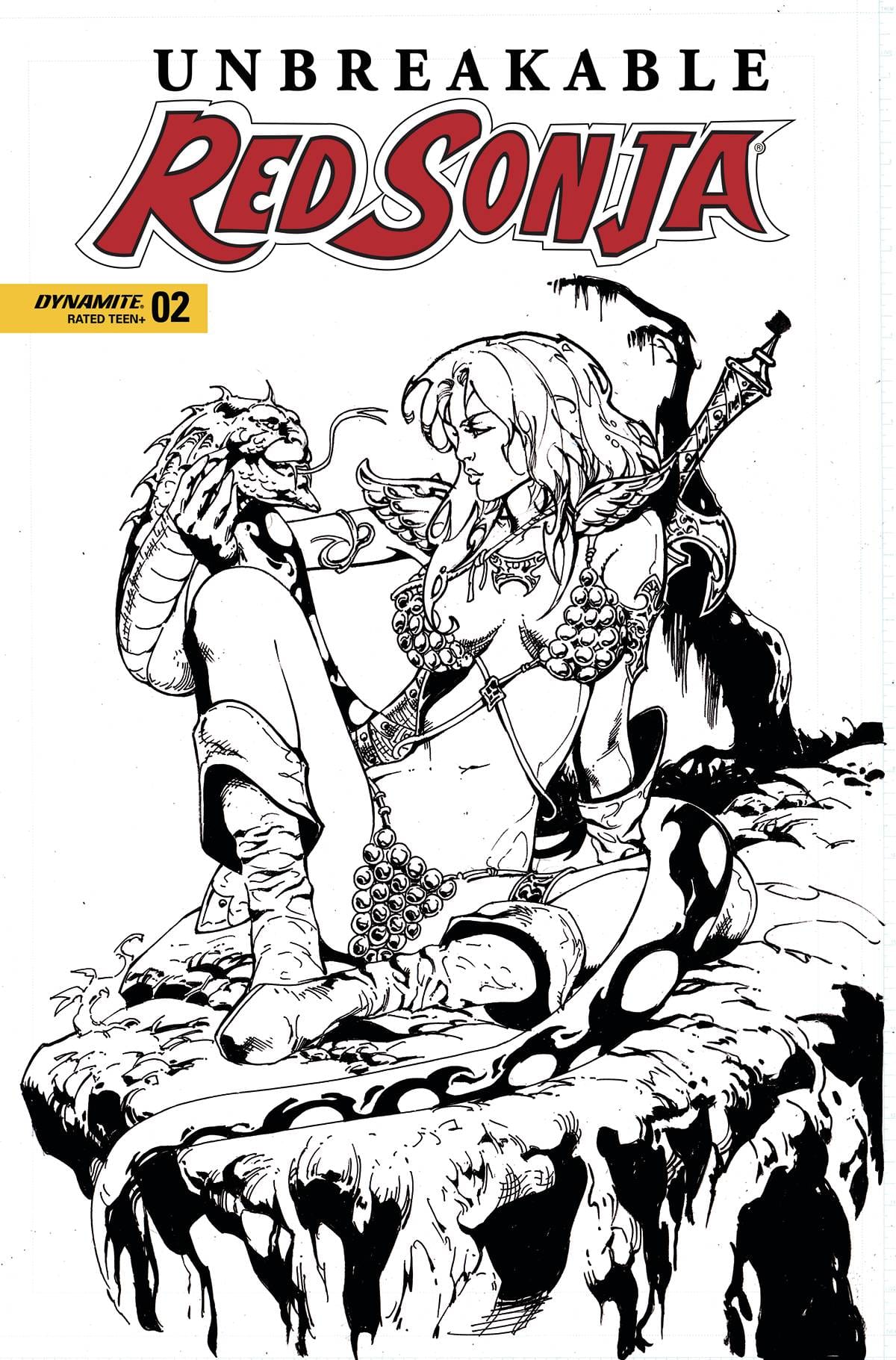 UNBREAKABLE RED SONJA #2 CVR P 1:7 FOC INCV CASTRO B&W