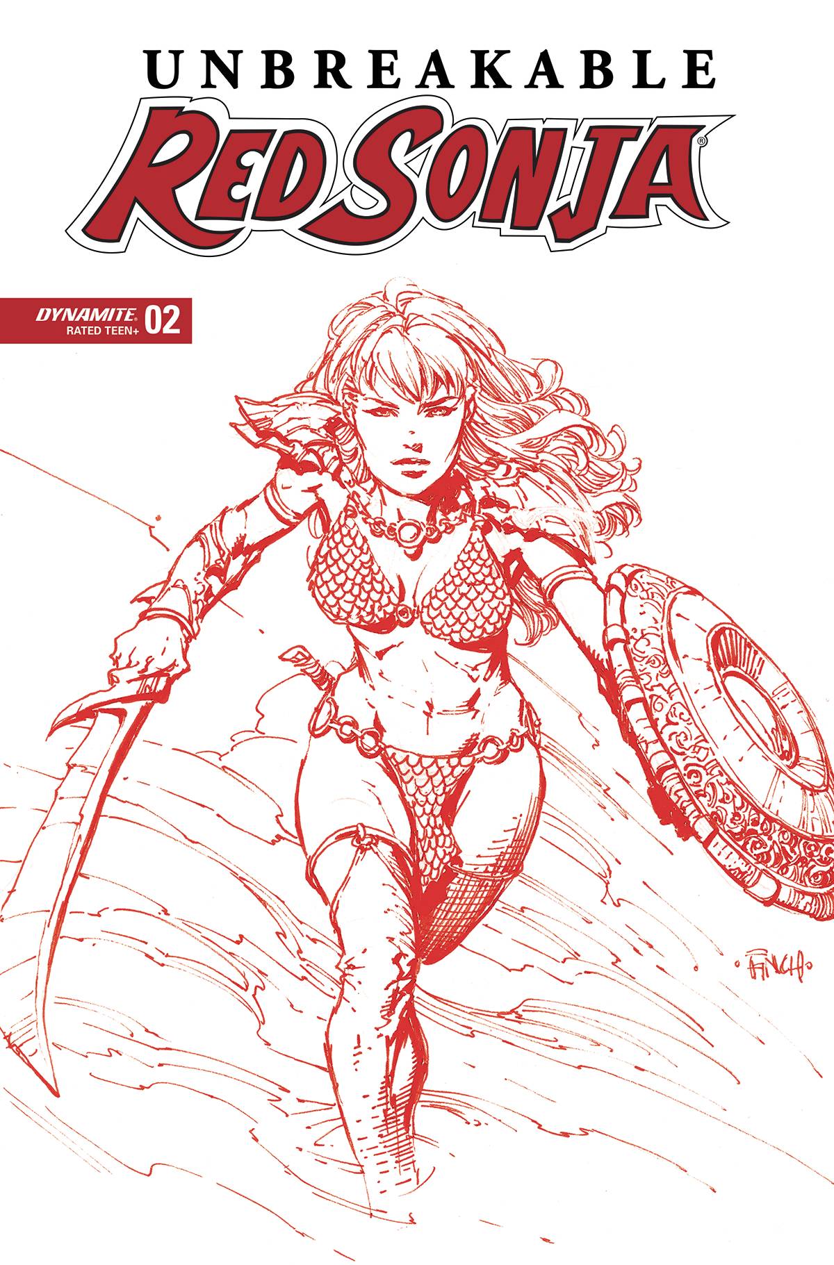 Dynamite Comic Books > Incentives UNBREAKABLE RED SONJA #2 CVR U 1:10 FOC INCV FINCH FIERY 72513032317002211 AUG229102