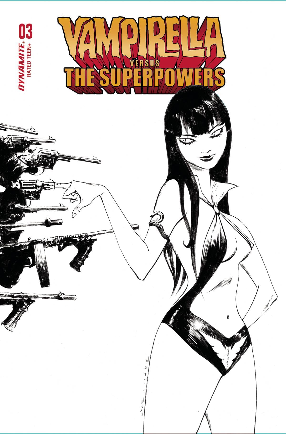 VAMPIRELLA VS SUPERPOWERS #3 CVR G 1:10 INCV VAR LEE B&W