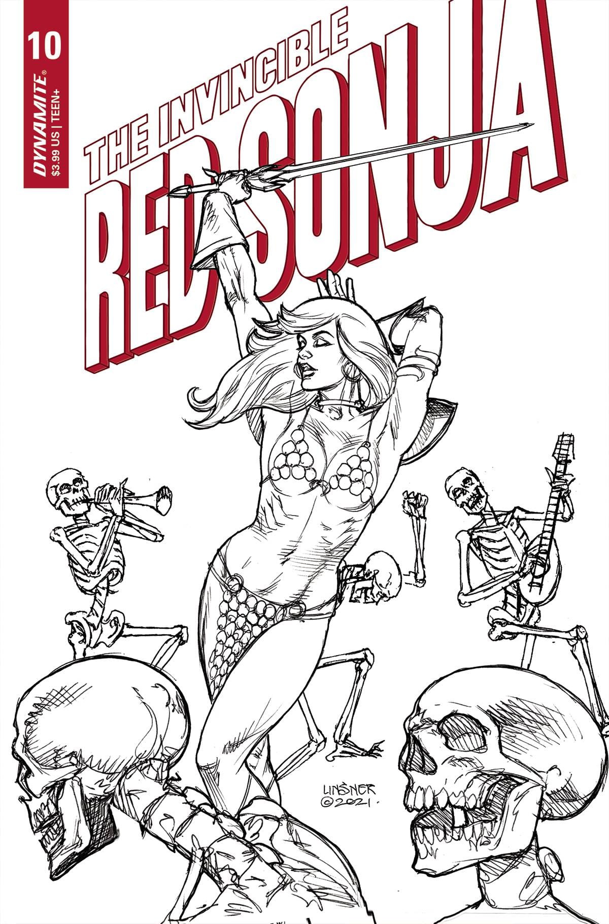 INVINCIBLE RED SONJA #10 CVR I 1:25 INCV LINSNER B&W