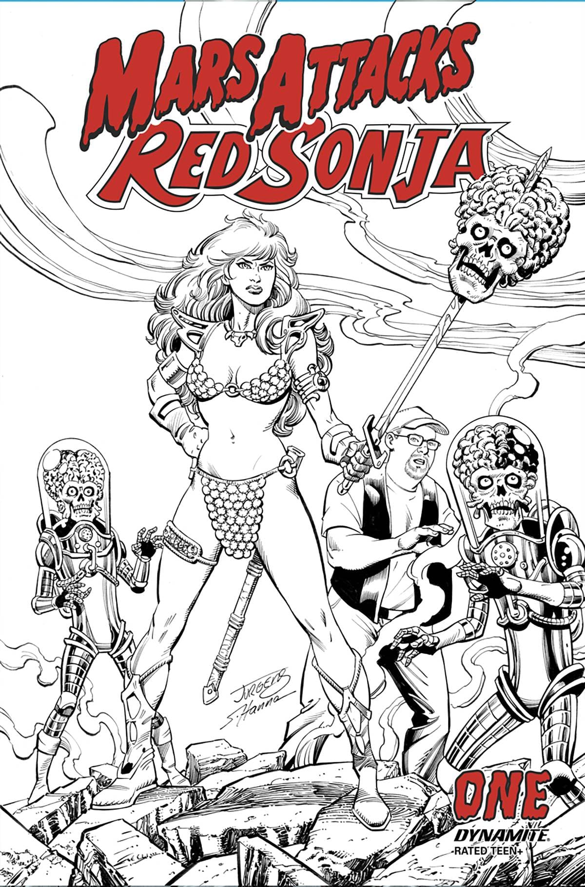 Dynamite Comic Books MARS ATTACKS RED SONJA JURGENS SP LINE ART CVR 72513032207401011 JUN220769