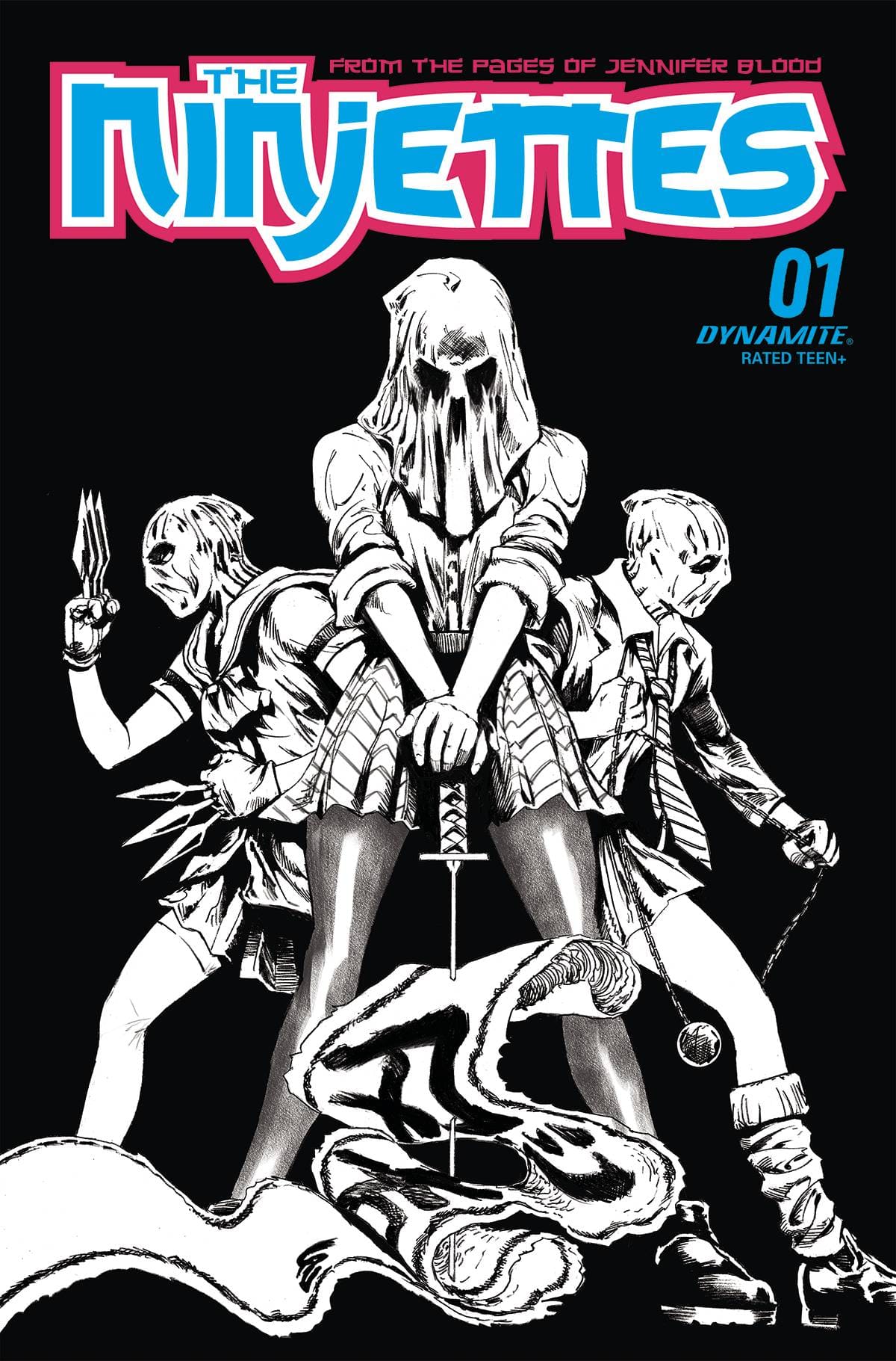 Dynamite Comic Books NINJETTES #1 (OF 5) CVR G 20 COPY INCV LAU B&W 72513032272201071 JUL220569