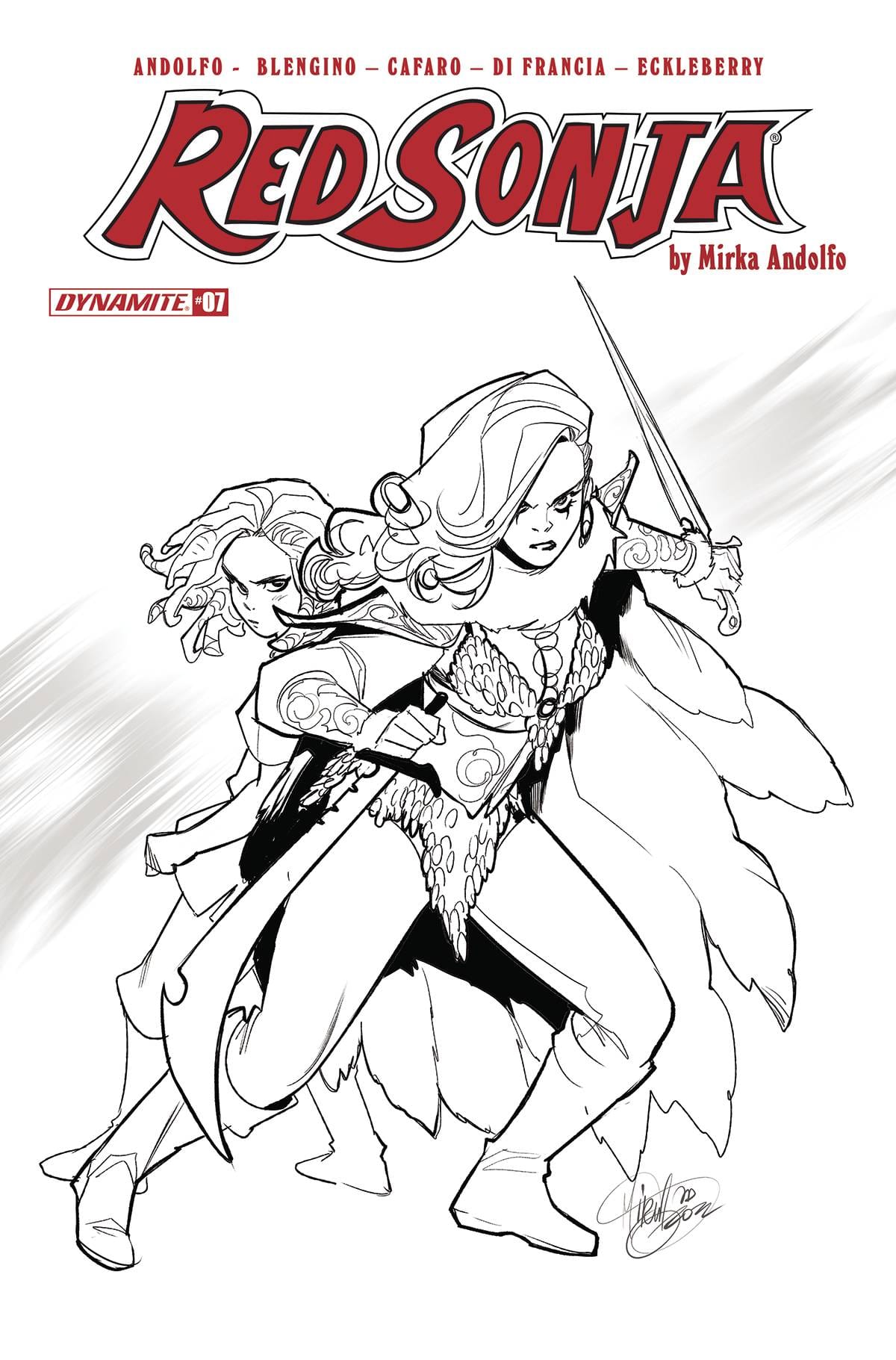 Dynamite Comic Books RED SONJA (2021) #7 CVR F 1:15 INCV ANDOLFO B&W 72513031082807061 JAN220659