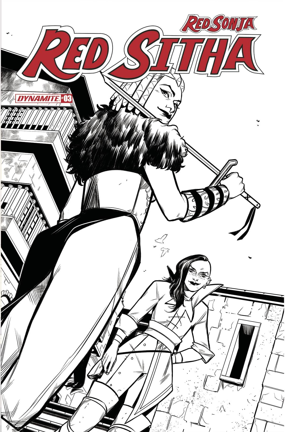 RED SONJA RED SITHA #3 CVR F 1:10 INCV PINTI B&W