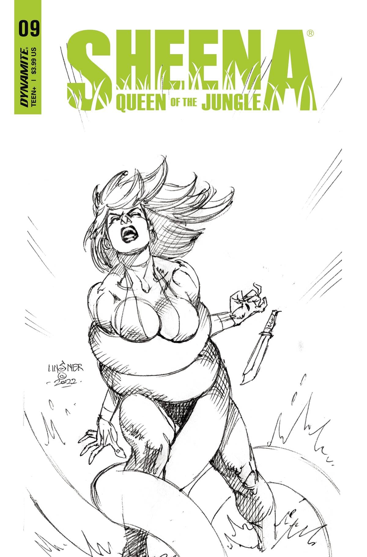 Dynamite Comic Books SHEENA QUEEN JUNGLE #9 CVR F 10 COPY INCV LINSNER B&W 72513031316409061 JUN220866