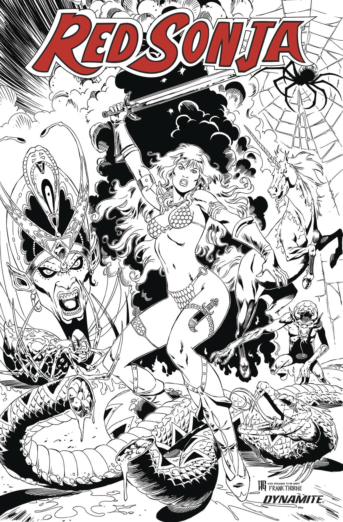 Dynamite Comic Books SIMONE & GEOVANI RED SONJA SP LINE ART CVR 72513031769801171 JUL220649