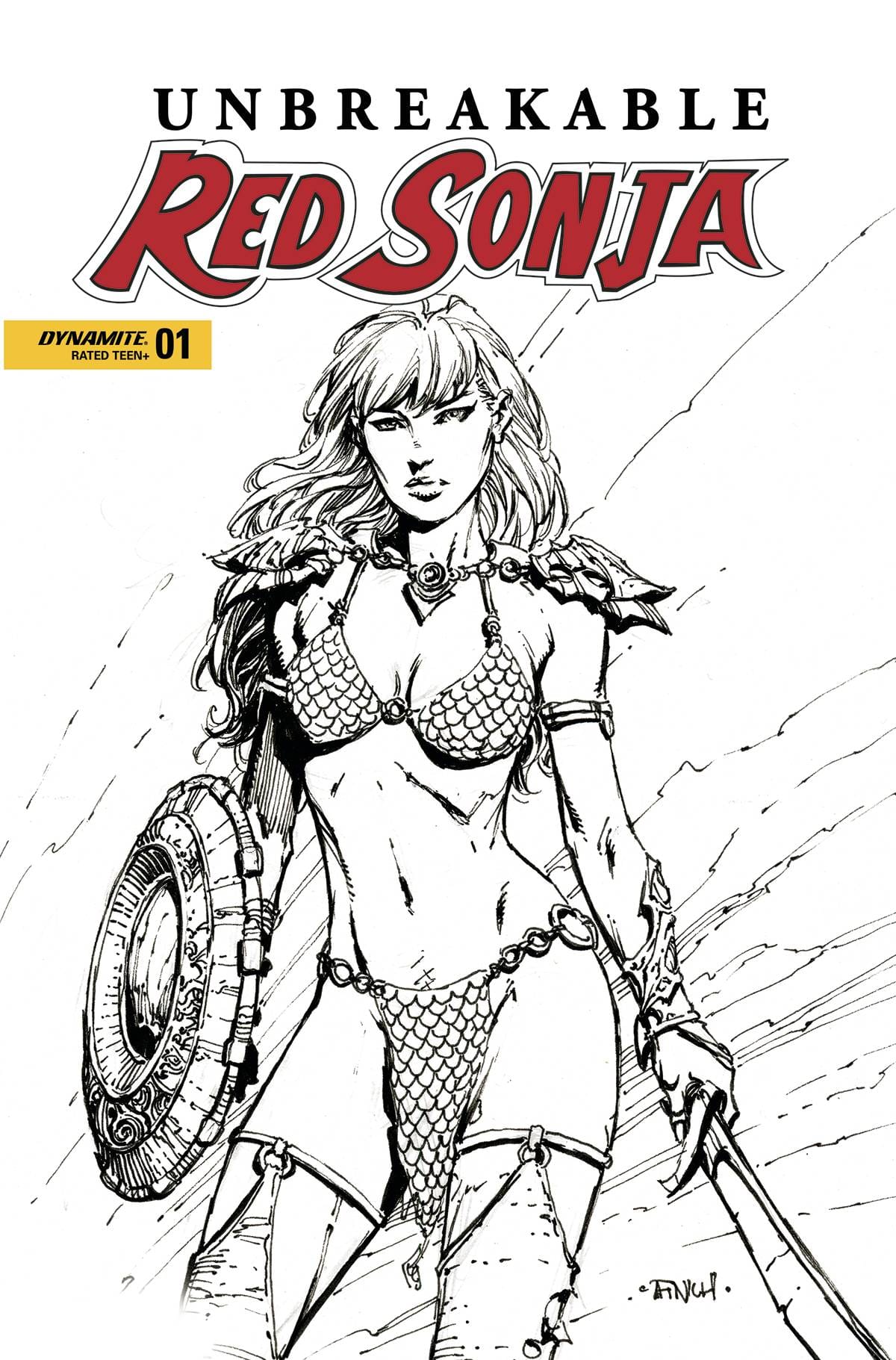 Dynamite Comic Books UNBREAKABLE RED SONJA #1 CVR D FINCH B&W 72513032317001041 AUG220542