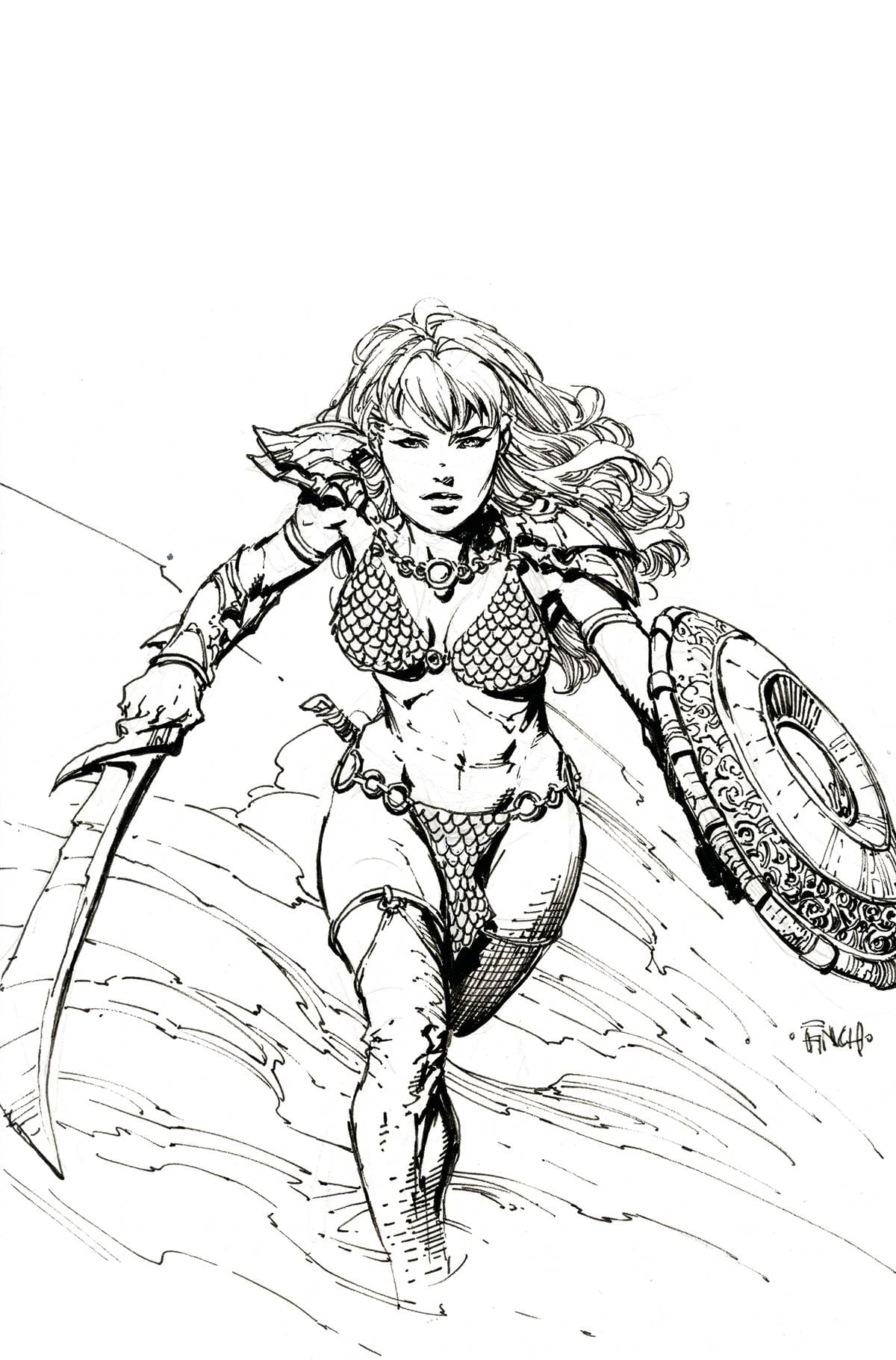 Dynamite Comic Books > Incentives UNBREAKABLE RED SONJA #2 CVR H 1:15  INCV FINCH B&W VIRGIN 72513032317002081 SEP220726