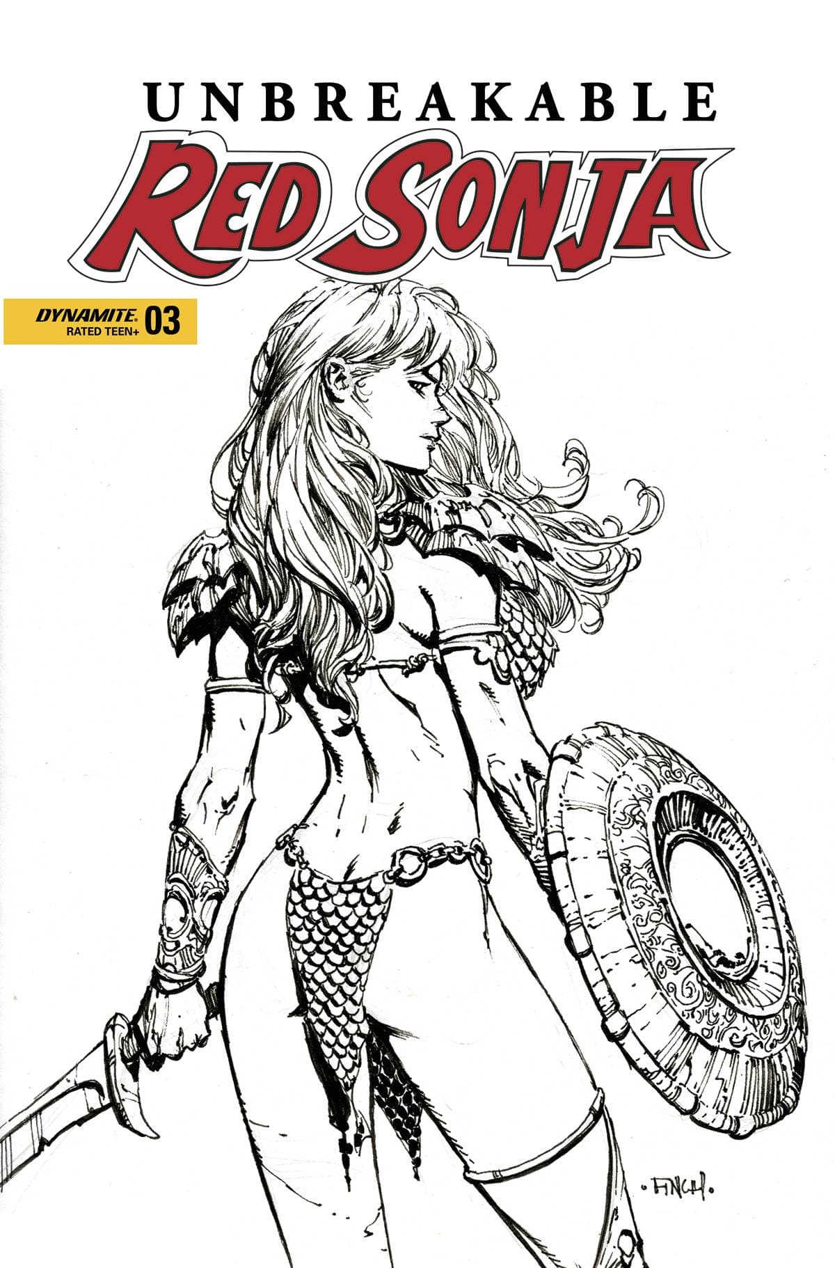 Dynamite Comic Books UNBREAKABLE RED SONJA #3 CVR D FINCH B&W 72513032317003041 OCT220716