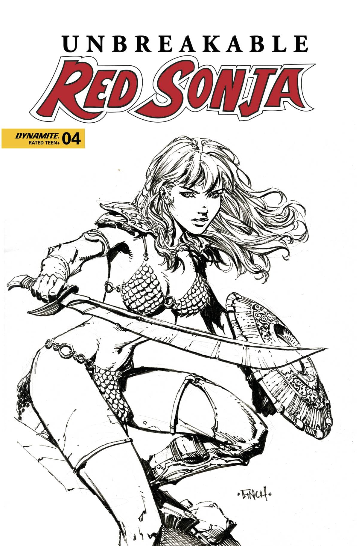 UNBREAKABLE RED SONJA #4 CVR D FINCH B&W