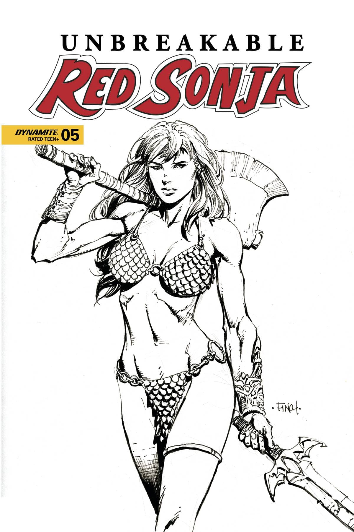 UNBREAKABLE RED SONJA #5 CVR D FINCH B&W