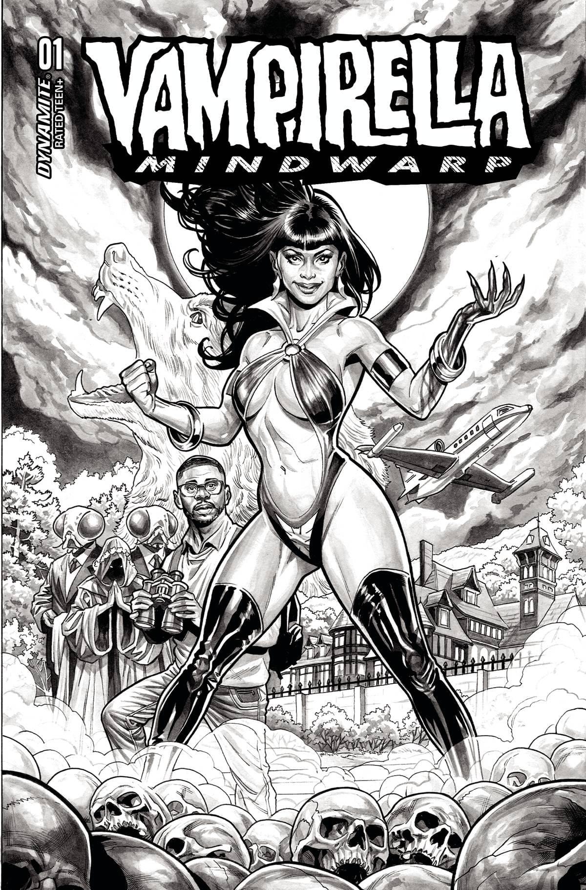 Dynamite Comic Books VAMPIRELLA MINDWARP #1 (OF 5) CVR H 20 COPY INCV DEWEY B&W 72513032296801081 JUL220554