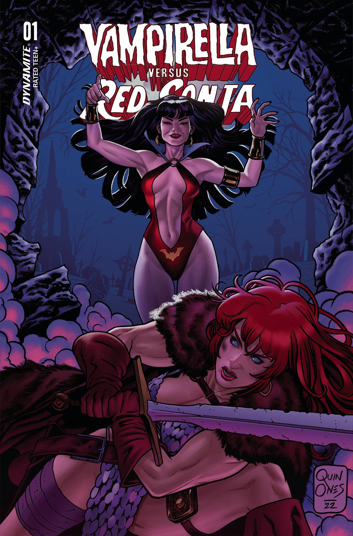 Dynamite Comic Books VAMPIRELLA VS RED SONJA #1 CVR C QUINONES 72513032443601031 SEP220678