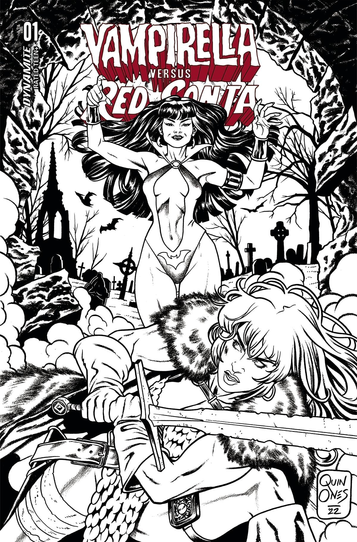 Dynamite Comic Books > Incentives VAMPIRELLA VS RED SONJA #1 CVR H 1:15  INCV QUINONES B&W 72513032443601081 SEP220683