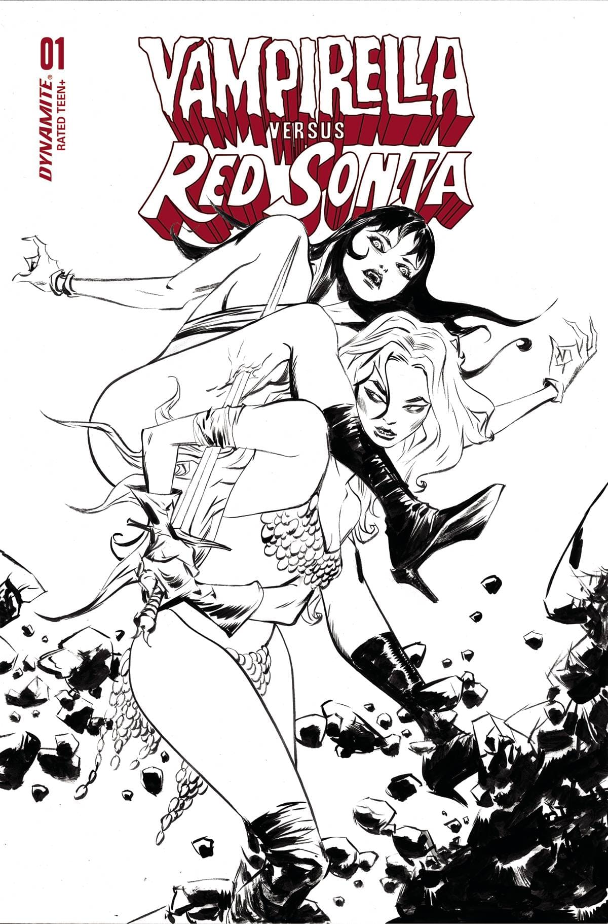 Dynamite Comic Books > Incentives VAMPIRELLA VS RED SONJA #1 CVR I 1:20  INCV LEE B&W 72513032443601091 SEP220684