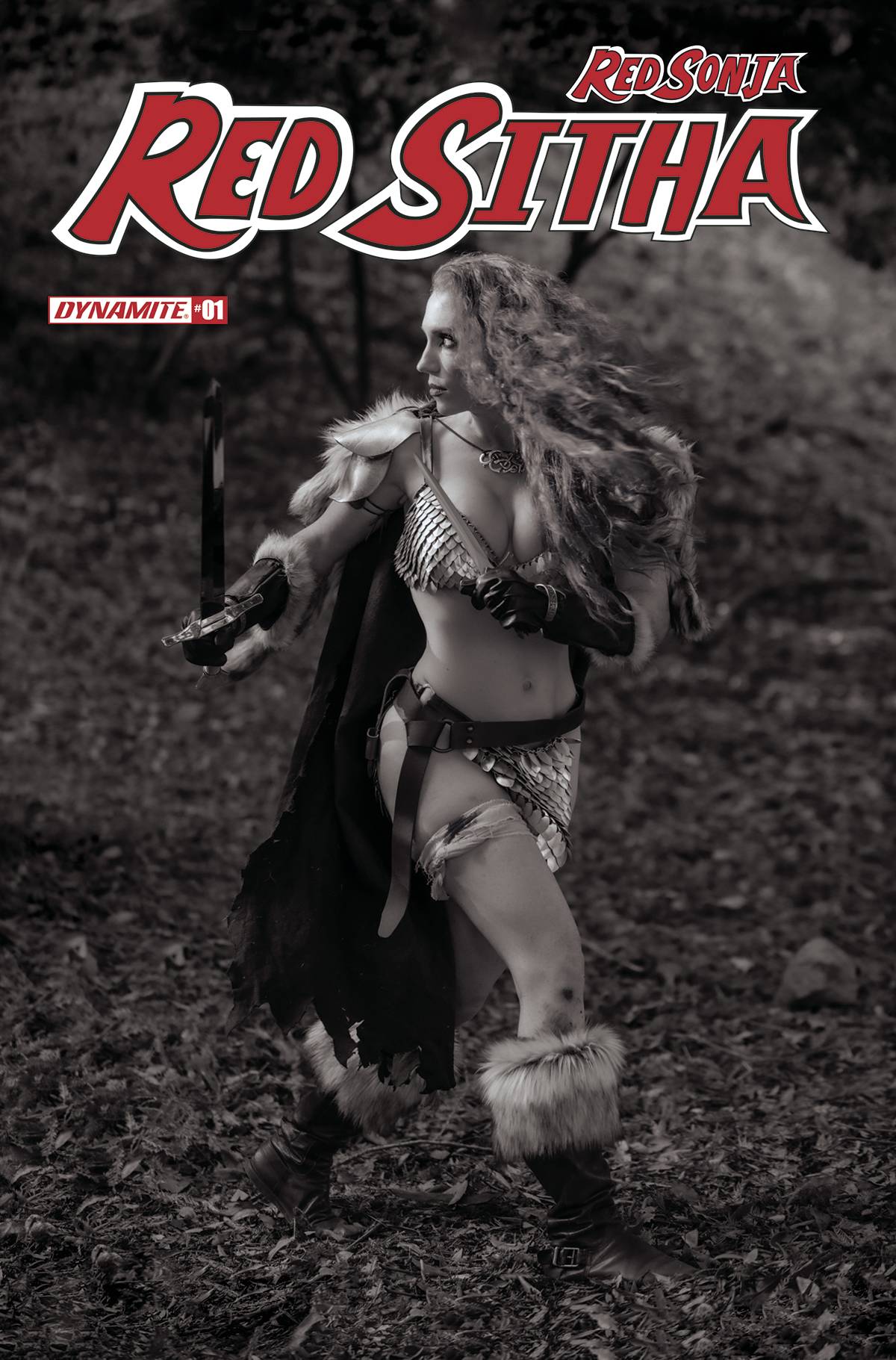 RED SONJA RED SITHA #1 COVER Q 1:7 FOC COSPLAY B&W VARIANT