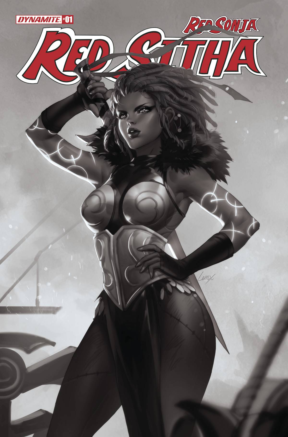 Dynamite Comic Books > Incentives RED SONJA RED SITHA #1 COVER S 1:11 FOC LEIRIX B&W VARIANT 72513031948701191 FEB229767