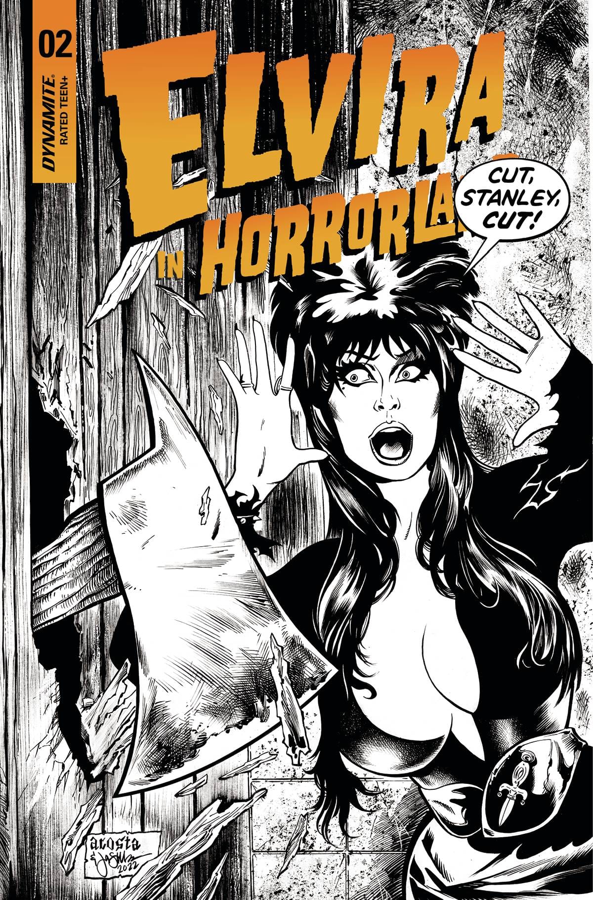 Dynamite Comic Books > Incentives ELVIRA IN HORRORLAND #2 CVR E 1:10 INCV ACOSTA B&W 72513031949402051 APR220477