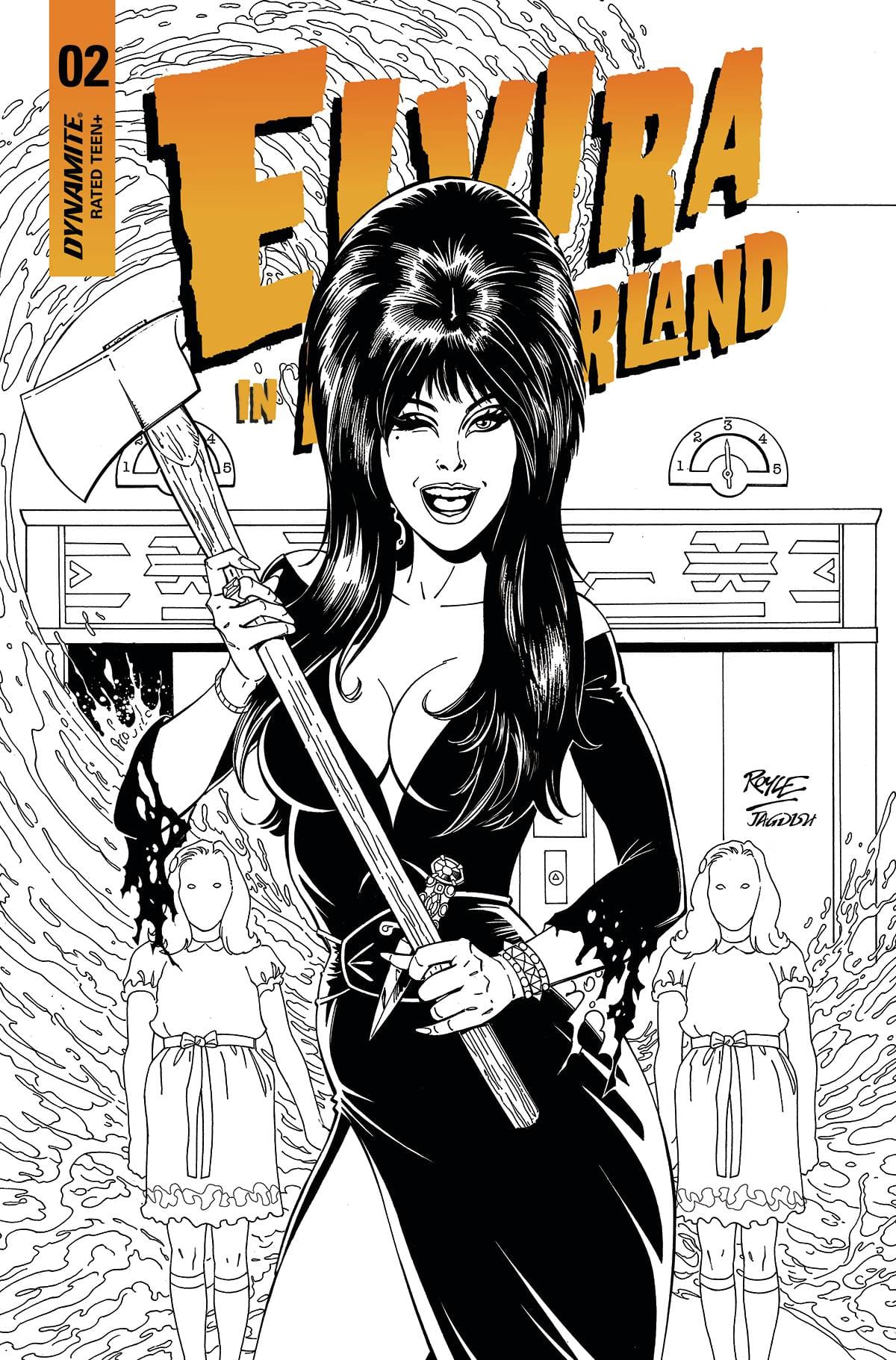 Dynamite Comic Books > Incentives ELVIRA IN HORRORLAND #2 CVR F 1:15 INCV ROYLE B&W 72513031949402061 APR220478