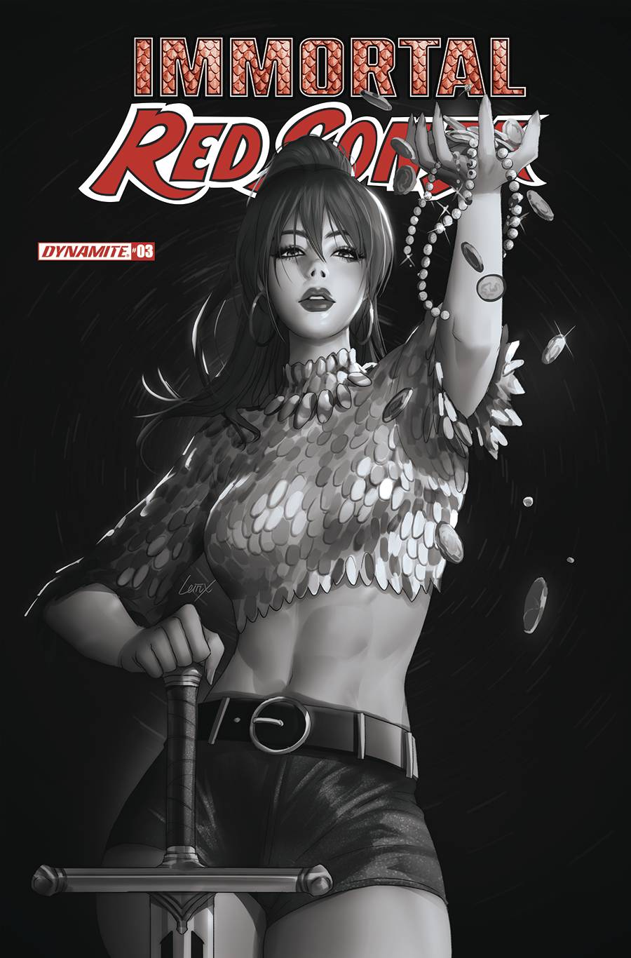 Dynamite Comic Books > Incentives IMMORTAL RED SONJA #3 CVR F 1:10 INCV LEIRIX B&W 72513031884803061 APR220544