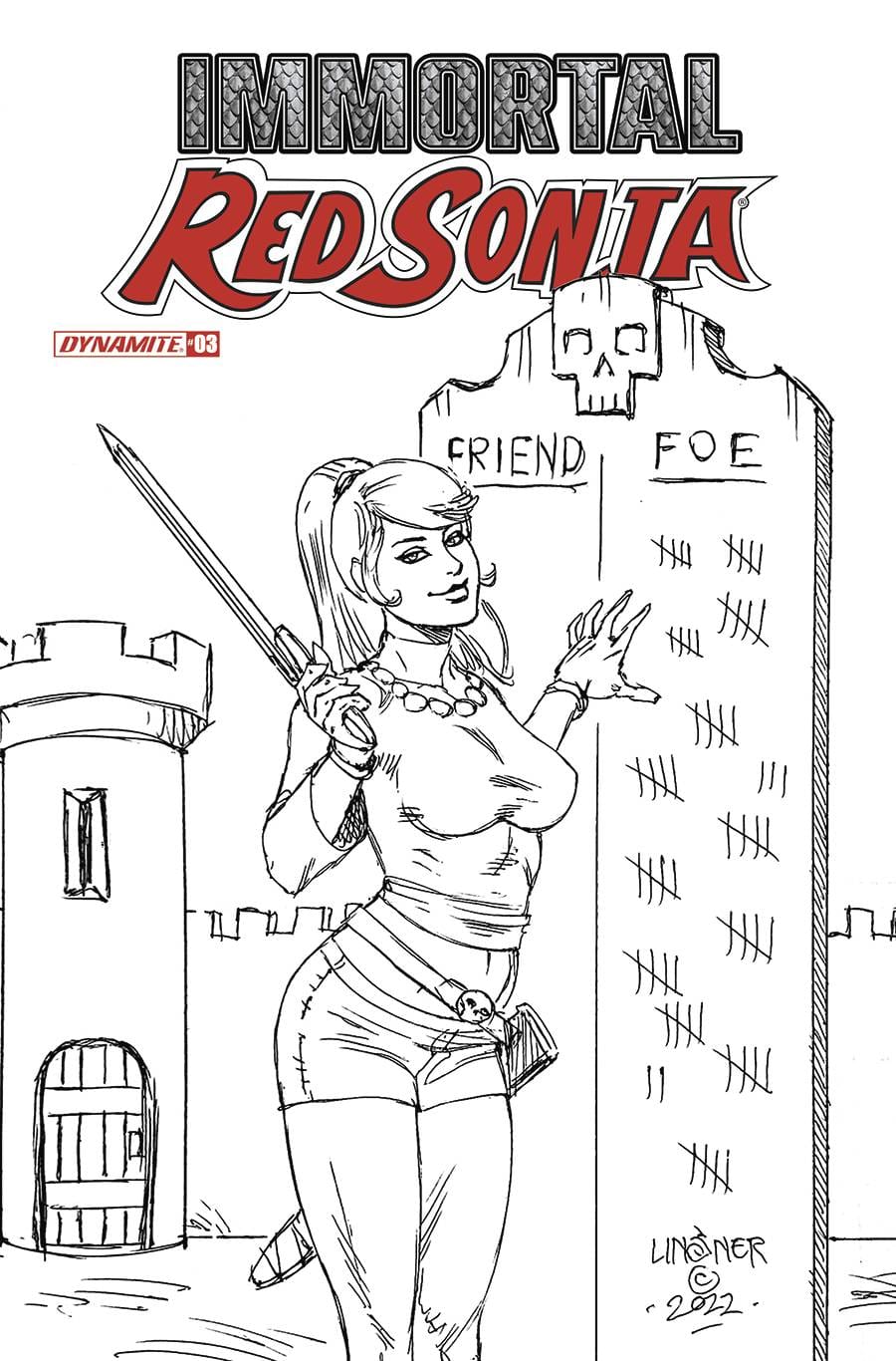 Dynamite Comic Books > Incentives IMMORTAL RED SONJA #3 CVR G 1:15 INCV LINSNER B&W 72513031884803071 APR220545