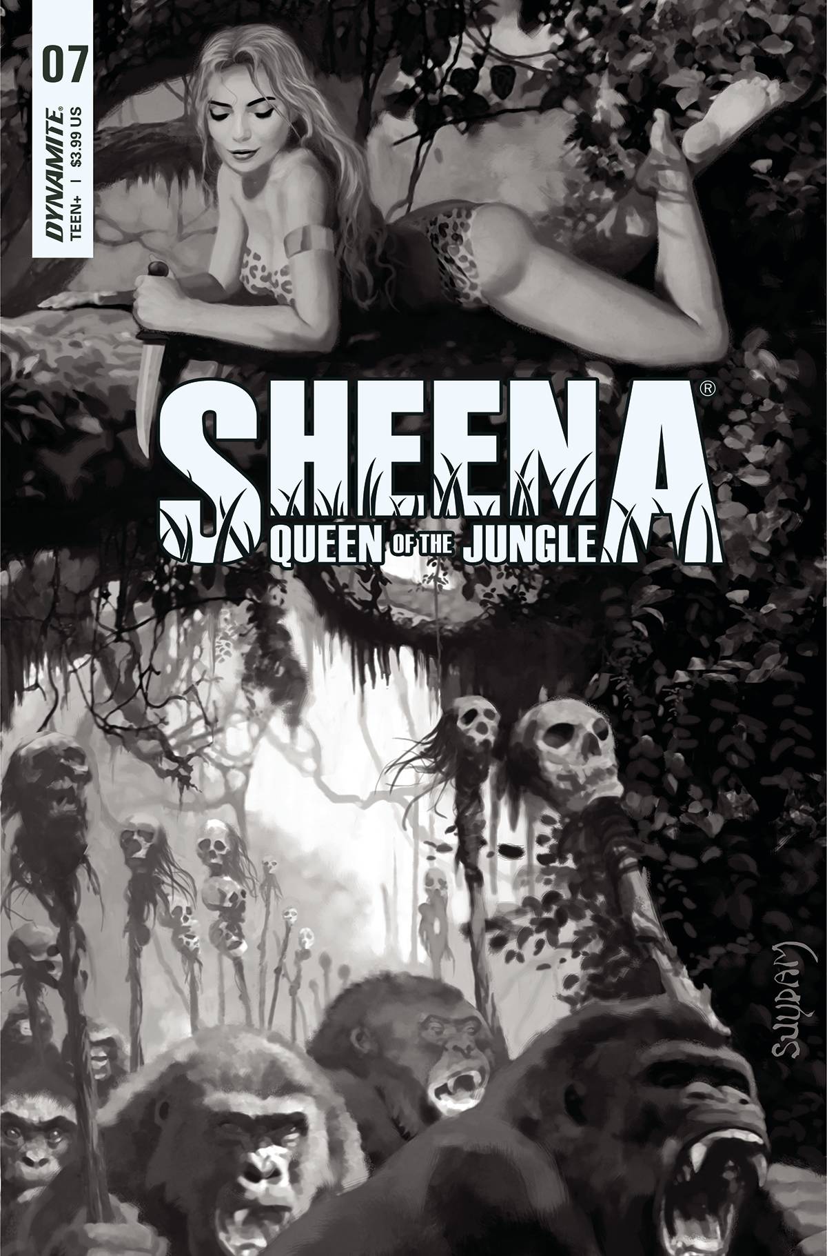 Dynamite Comic Books > Incentives SHEENA QUEEN JUNGLE #7 CVR I 1:30 INCV SUYDAM B&W 72513031316407091 APR220613