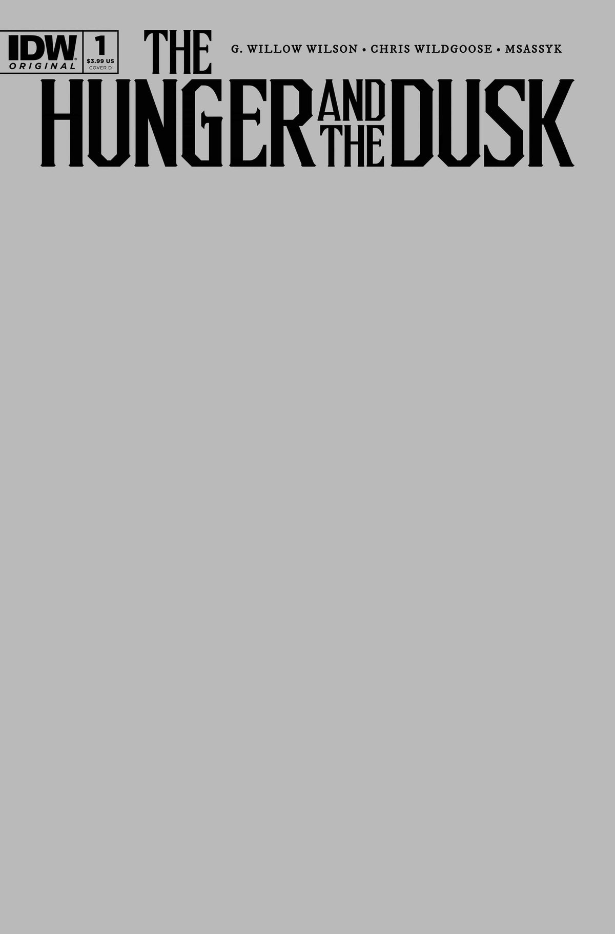 Idw Publishing Comic Books HUNGER AND DUSK #1 CVR D SKETCH (MR) 82771403168300141 MAY231337