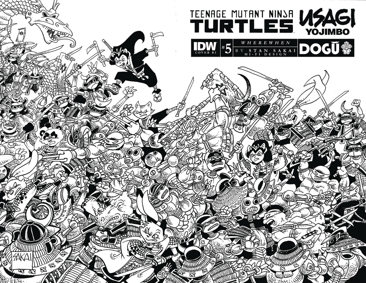 Idw Publishing Comic Books > Incentives TMNT USAGI YOJIMBO WHEREWHEN #5 CVR D 1:25 INCV VAR SAKAI B&W 82771403144700541 MAY231428