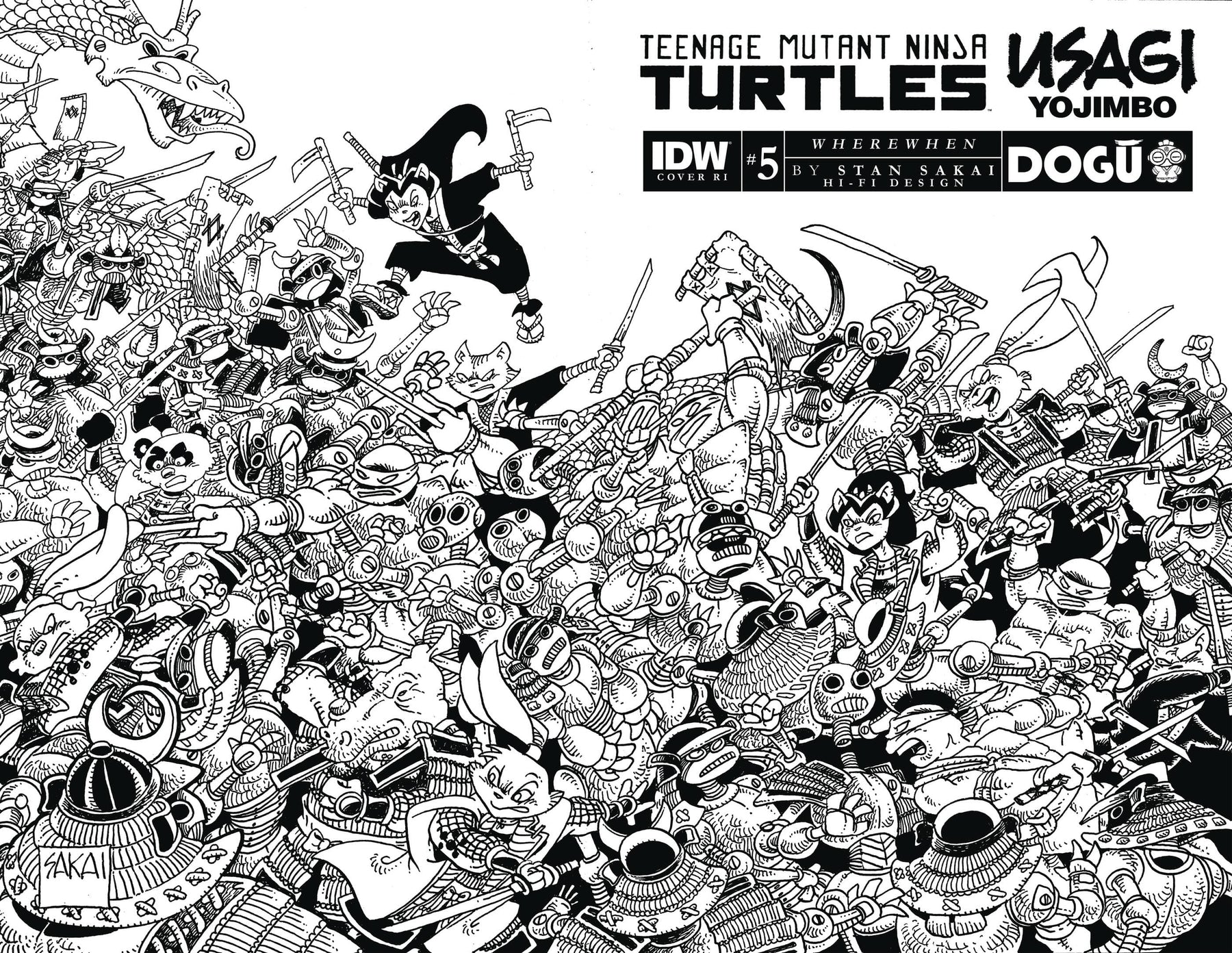 TMNT USAGI YOJIMBO WHEREWHEN #5 CVR D 1:25 INCV VAR SAKAI B&W