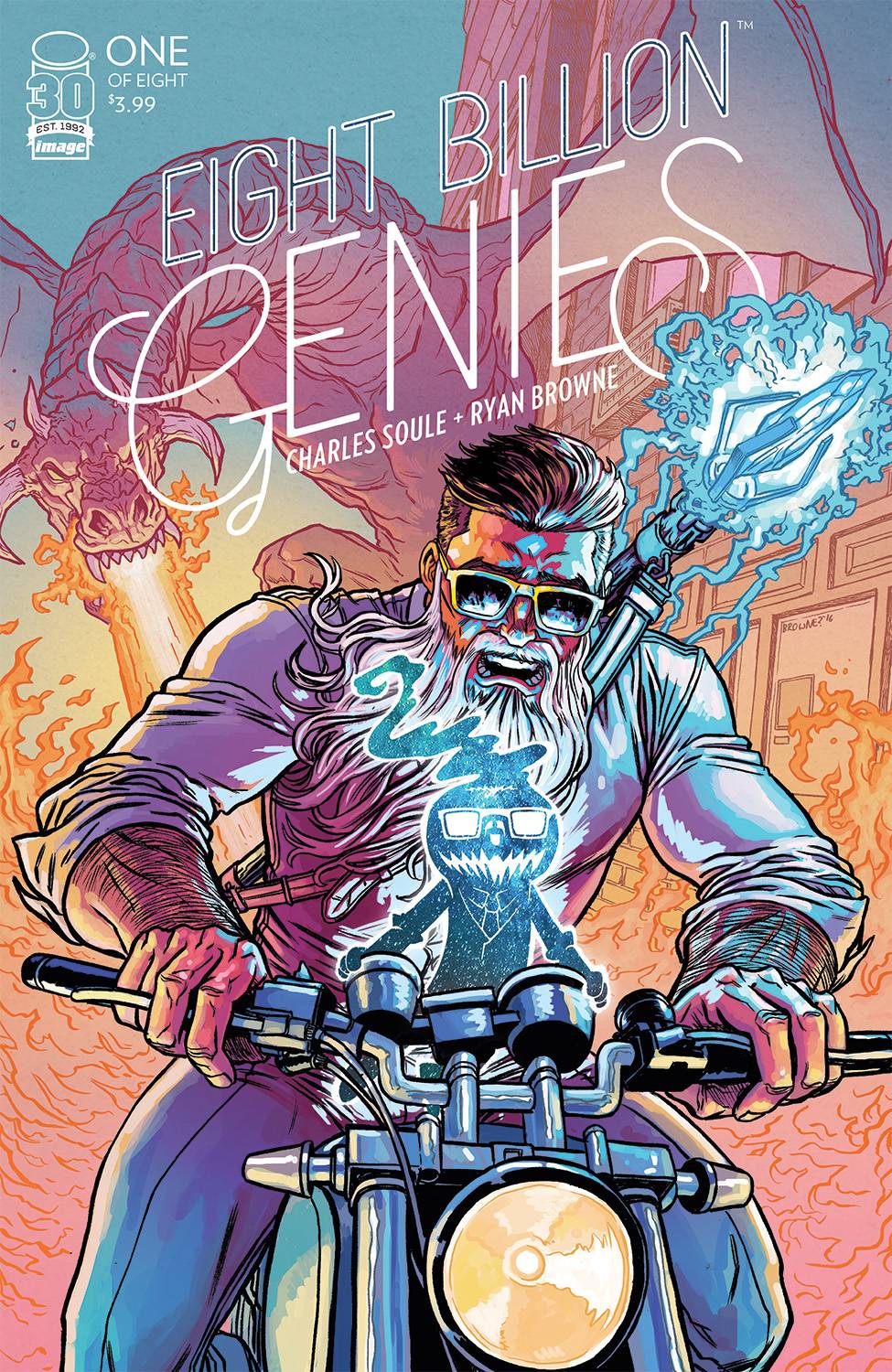 EIGHT BILLION GENIES #1 1:25 BROWNE VARIANT SIGNED BY CHARLES SOULE & RYAN BROWNE - Third Eye