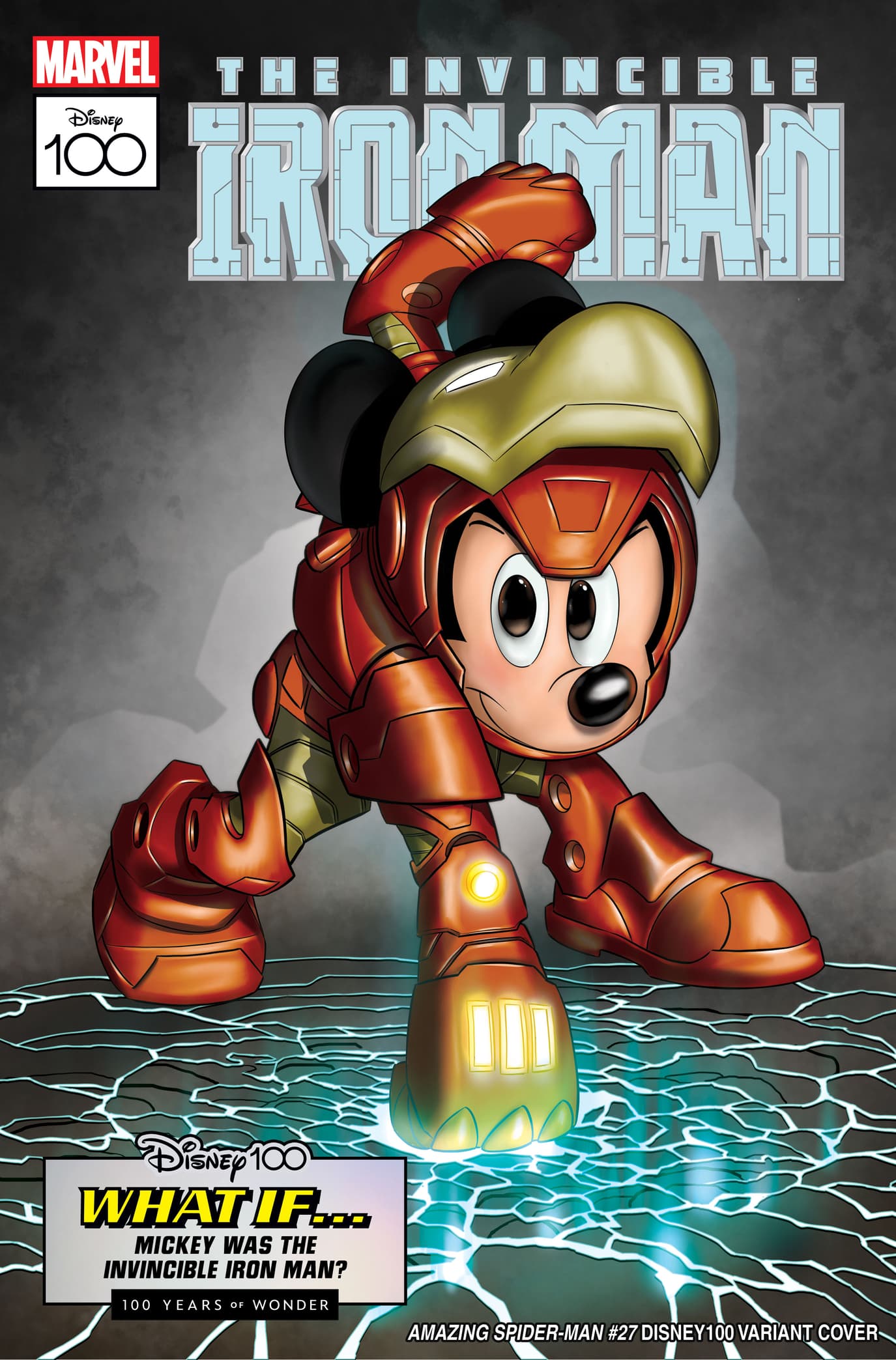 AMAZING SPIDER-MAN #27 SCIARRONE DISNEY100 IRON MAN VAR