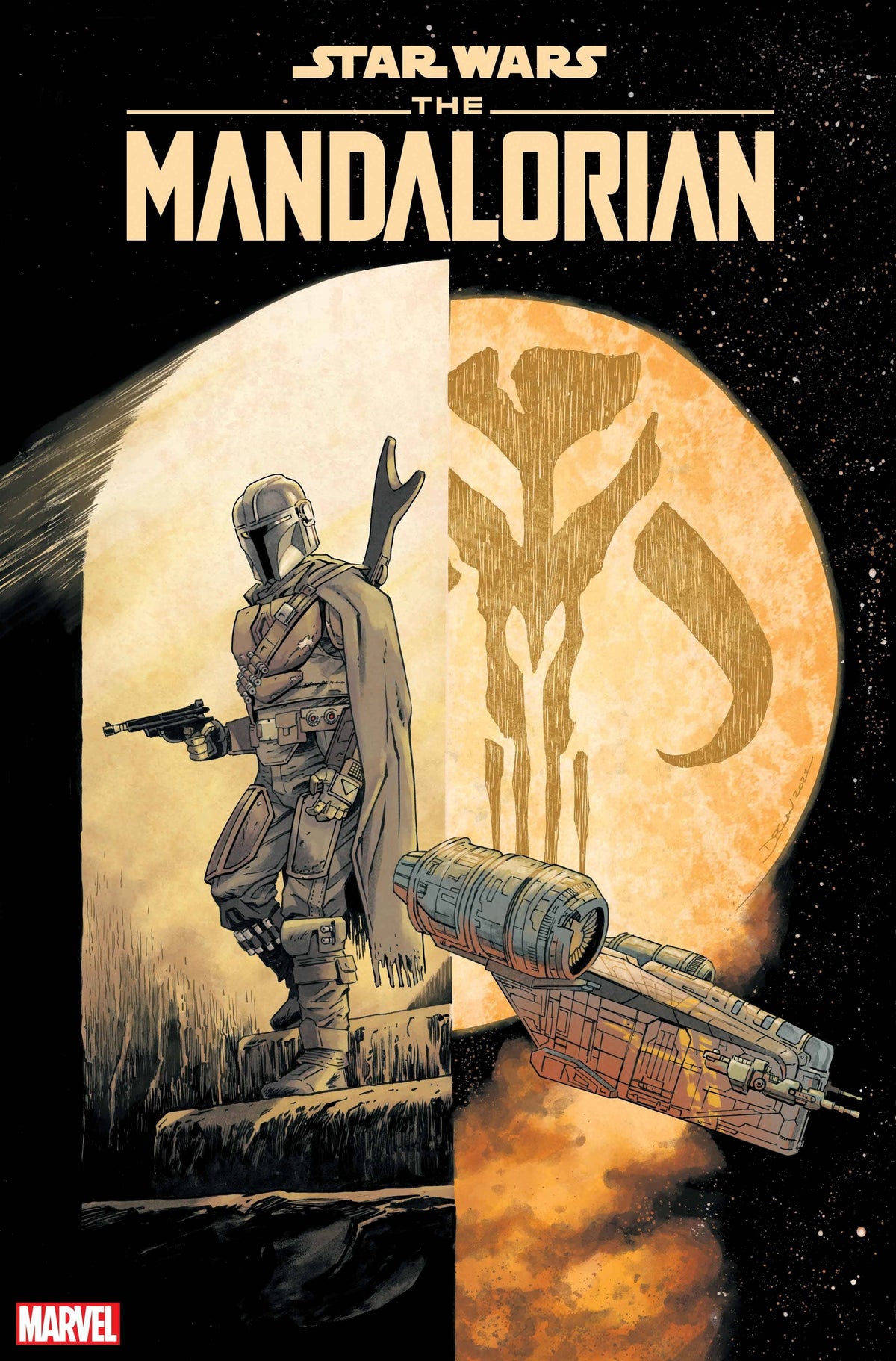 STAR WARS: THE MANDALORIAN #1 SHALVEY COVER SIGNED BY RODNEY BARNES - Third Eye