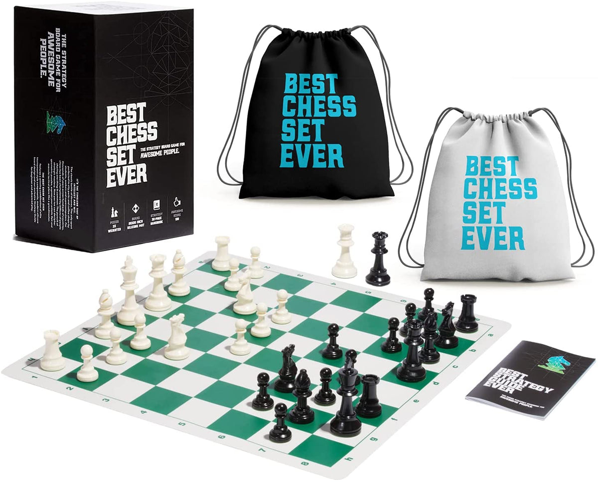 Best Knight Games Board Games > Large Box Games Best Chess Set Ever: Triple Weight - Black/Green Reversible Board 719936819937 BCSE001