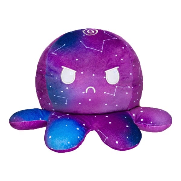 BIG Reversible Octopus Plushie: Happy Blue Gradient and Angry Galaxy - Third Eye